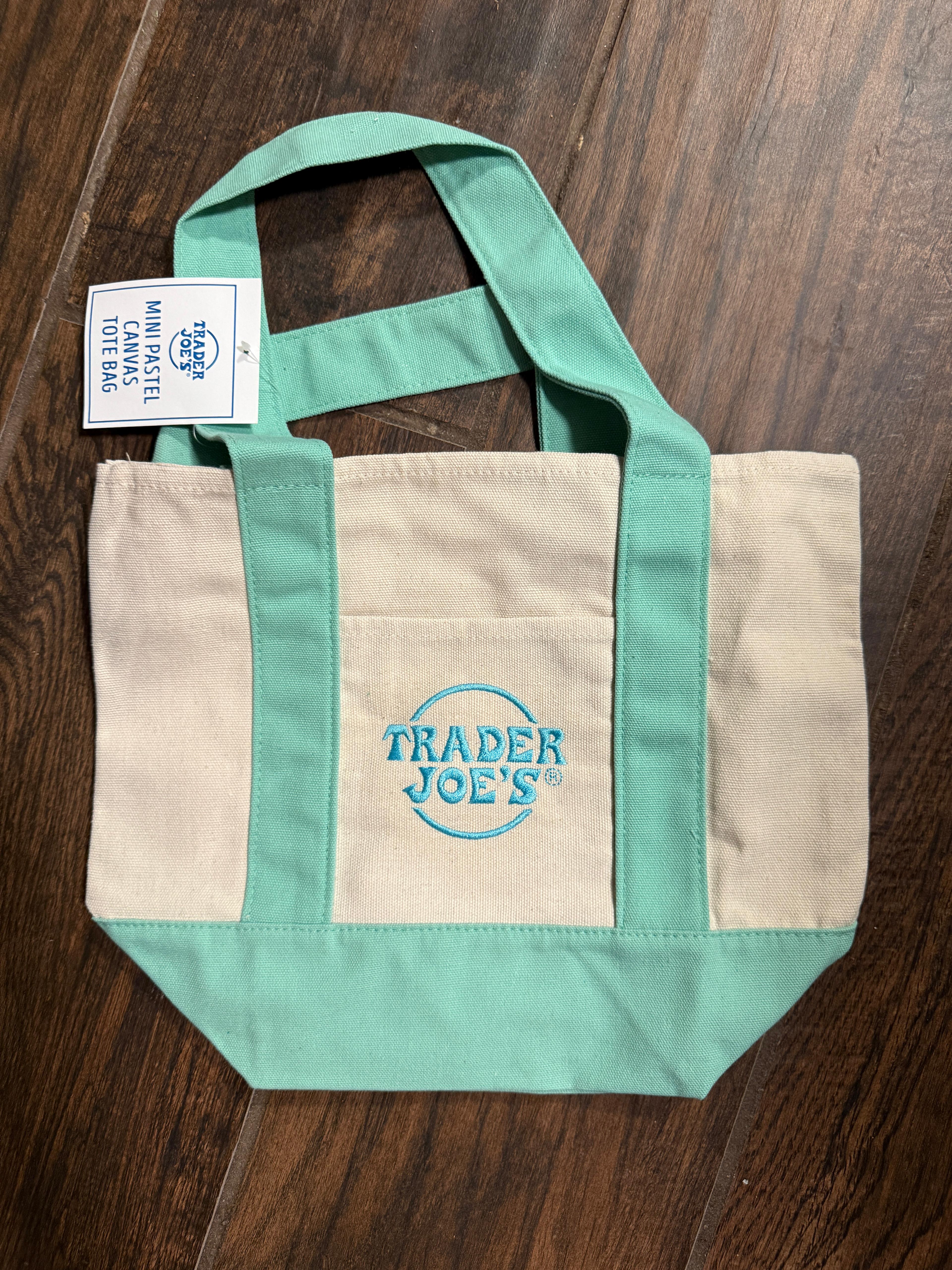 Trader Joes MINI canva shopping tote bag green