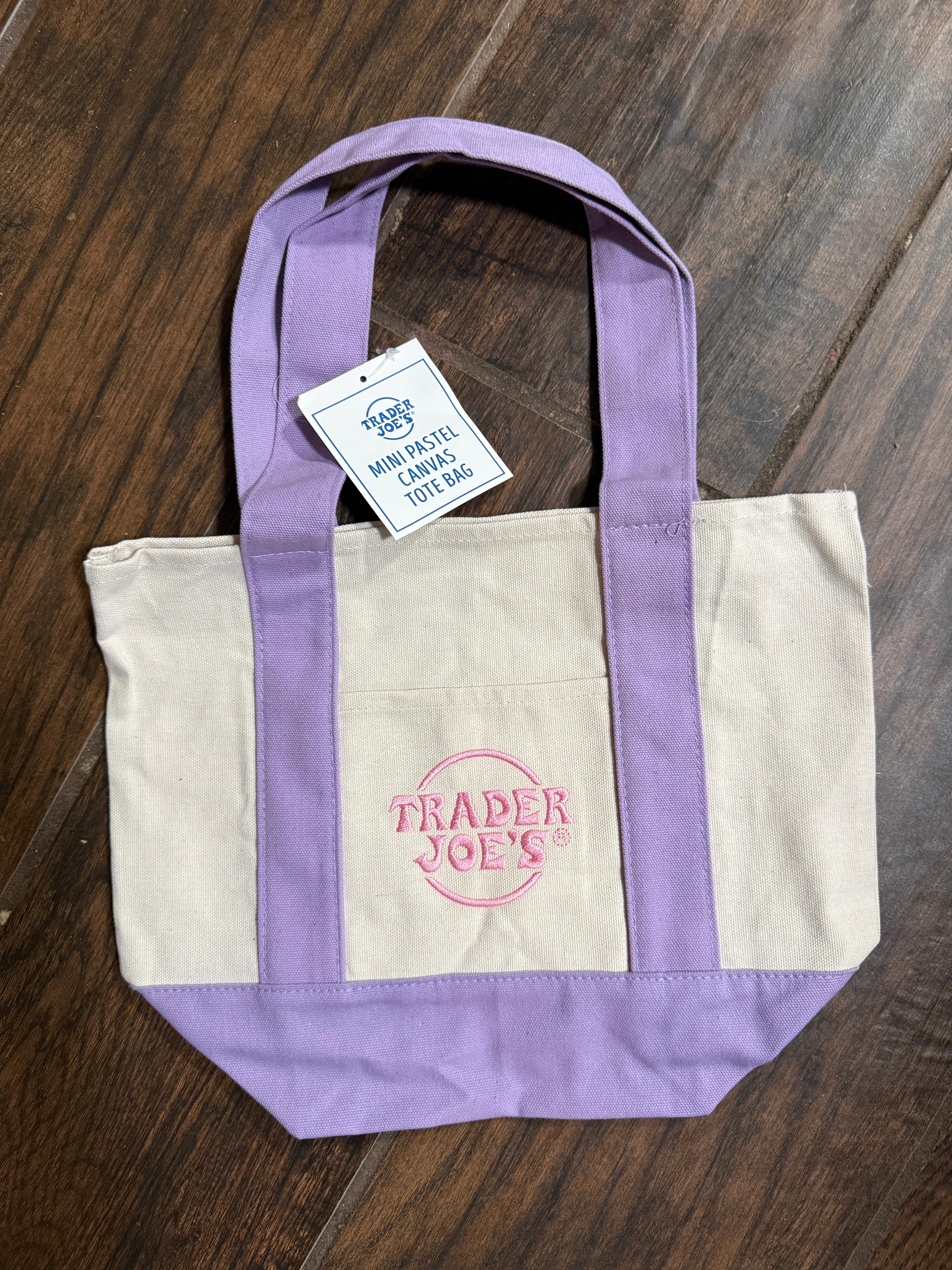 Trader Joes MINI canva shopping tote bag violet