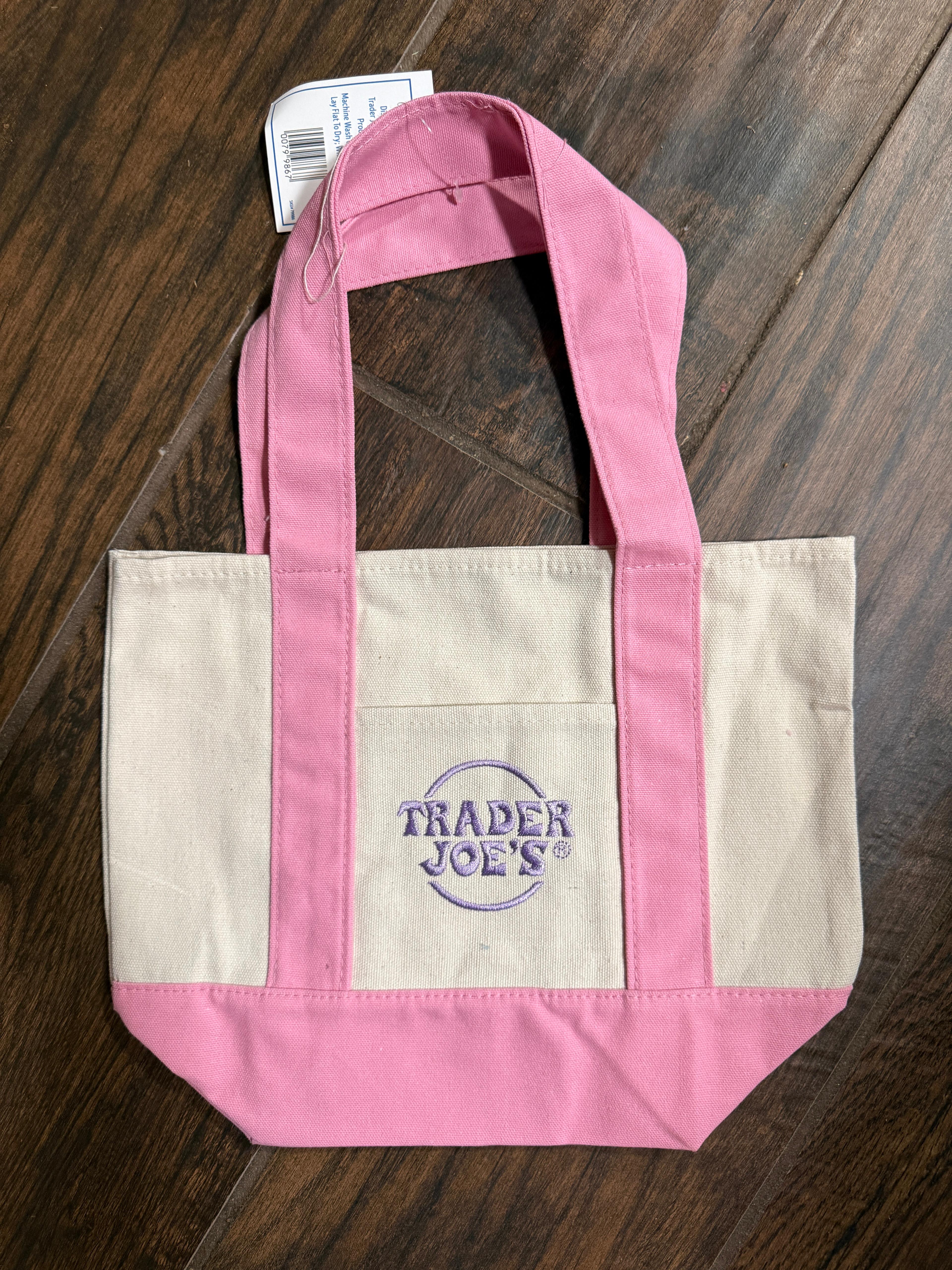 Trader Joes MINI canva shopping tote bag pink