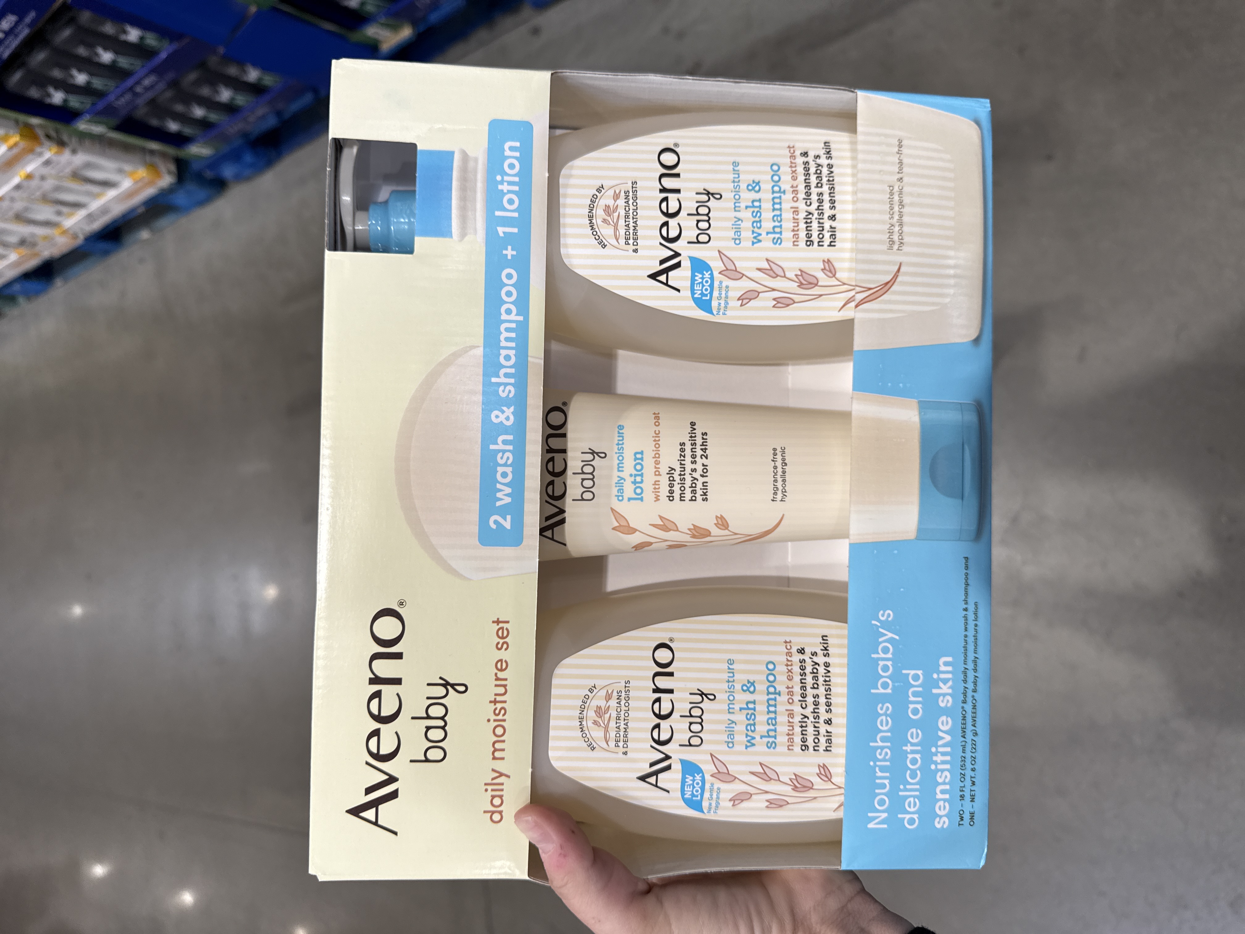 Aveeno baby wash and lotion 3 pack, two 18oz and one 8oz