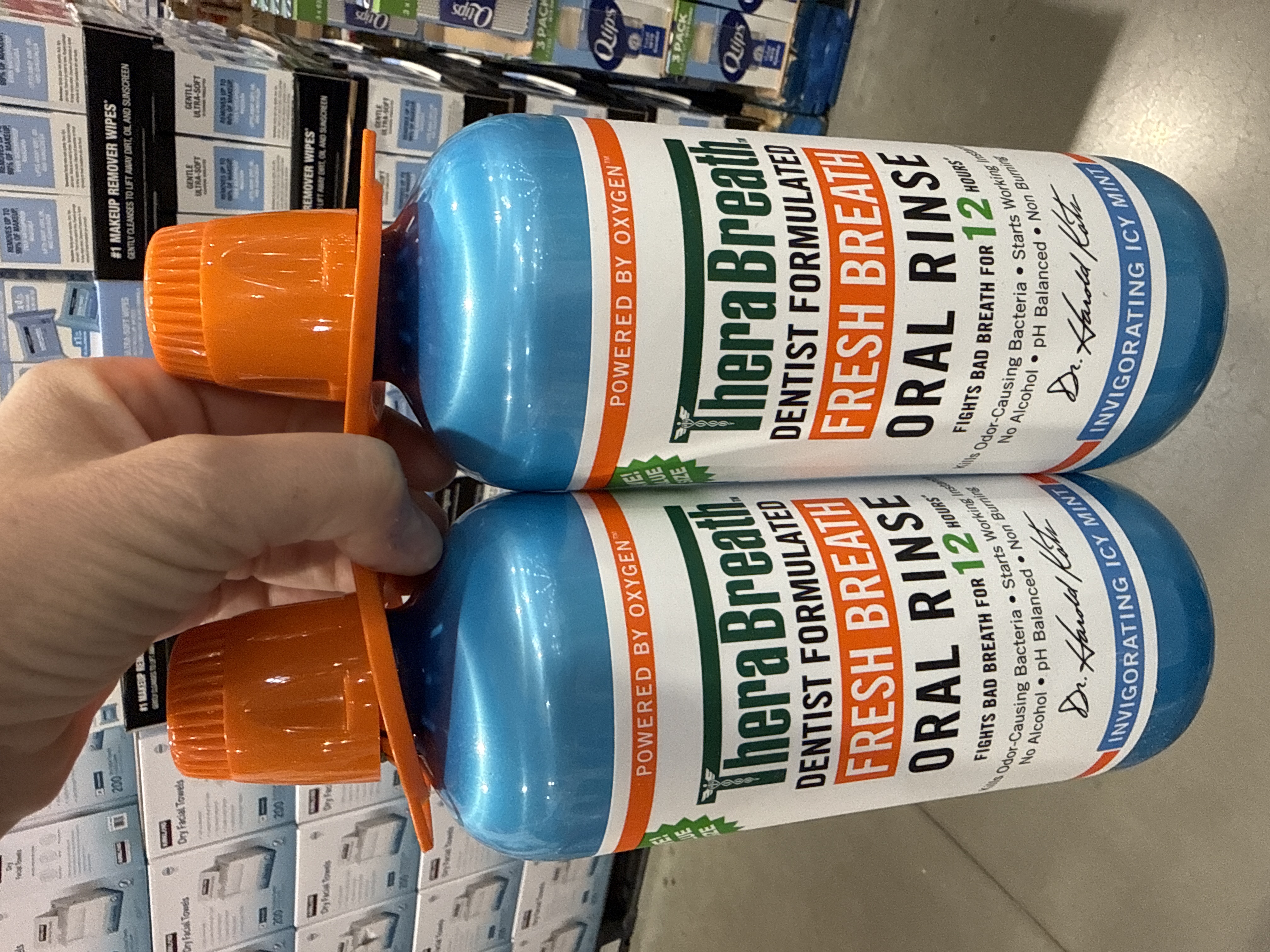 TheraBreath icy mint mouthwash 2 pack, 1L each