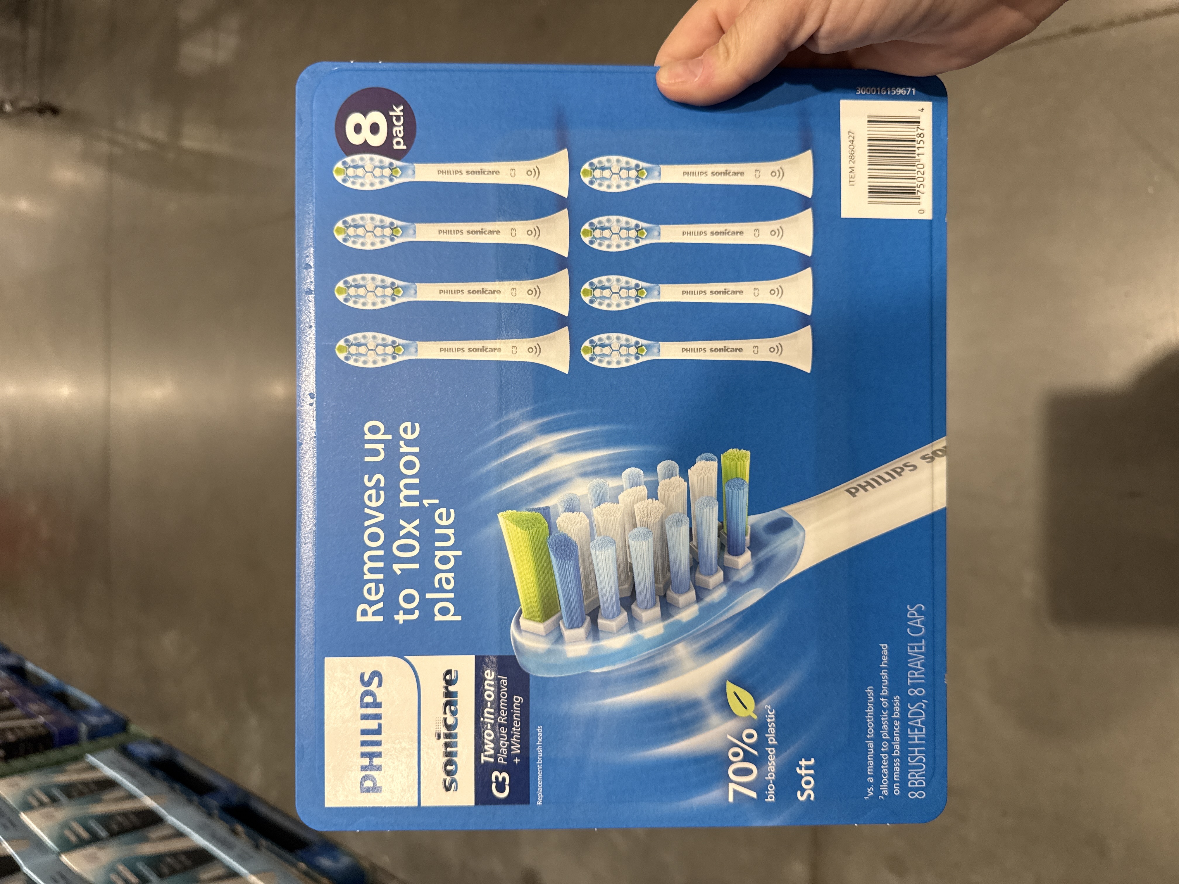 Philip sonicare 2 in 1 replacement soft toothbrush head set of 8