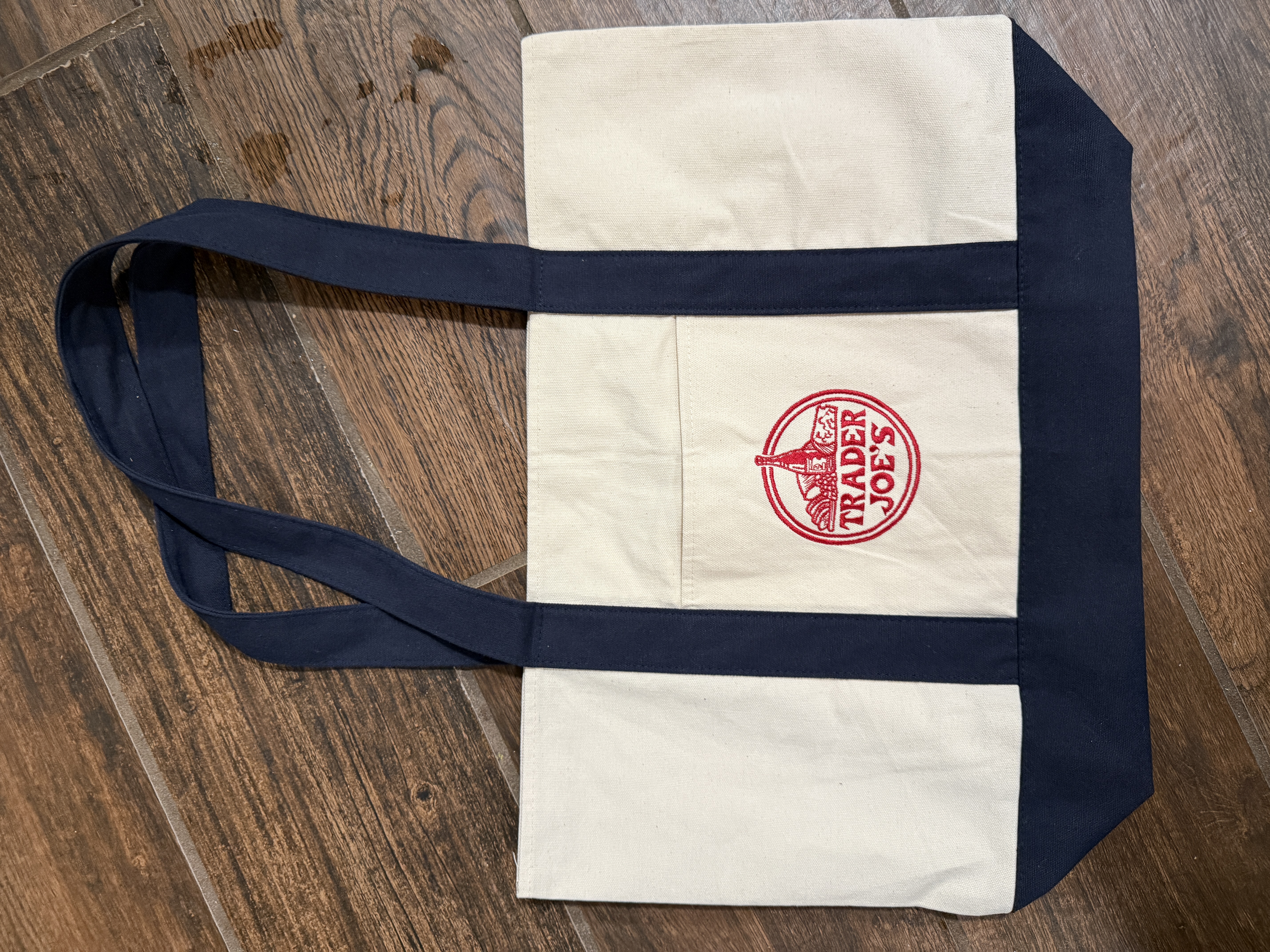 Trader joes large tote  blue bag 