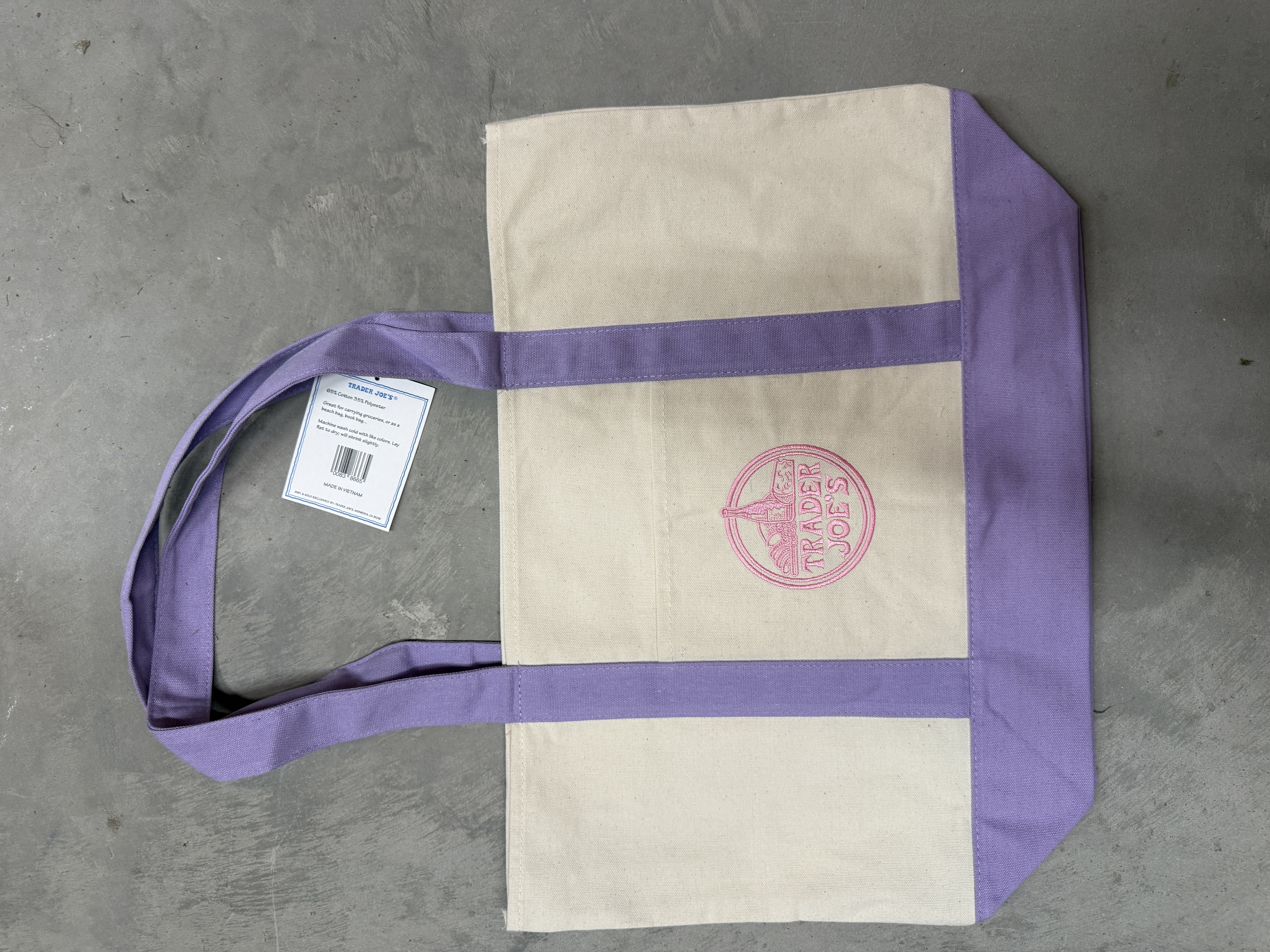 Trader joes large tote canva bag lilac