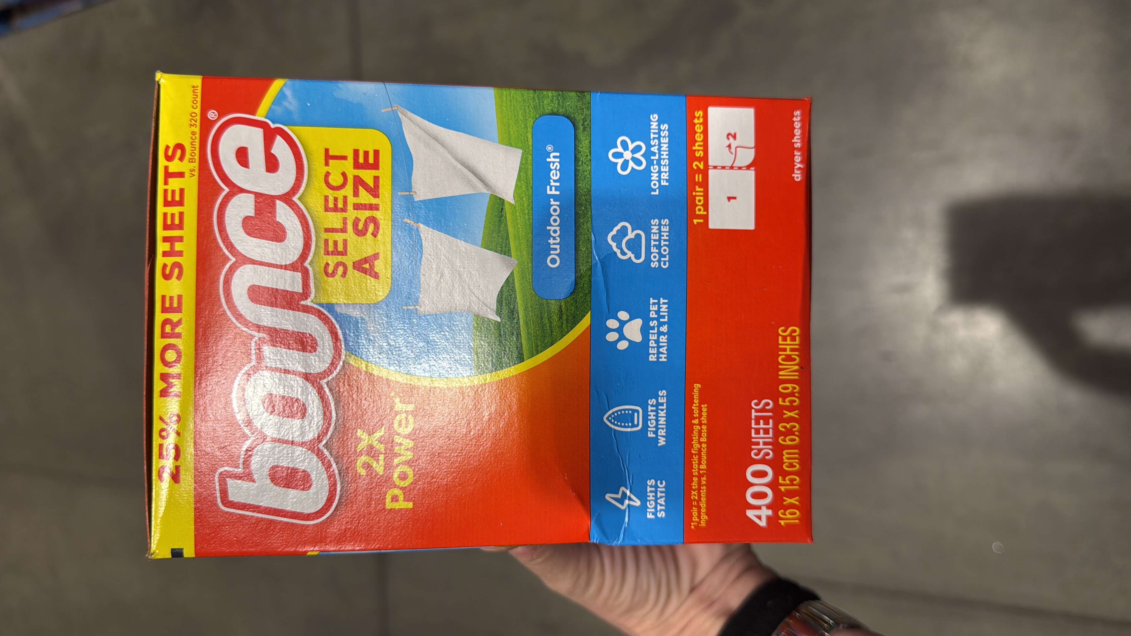 Bounce Select a Size Fabric Softener Dryer Sheets, Outdoor Fresh, 400-count