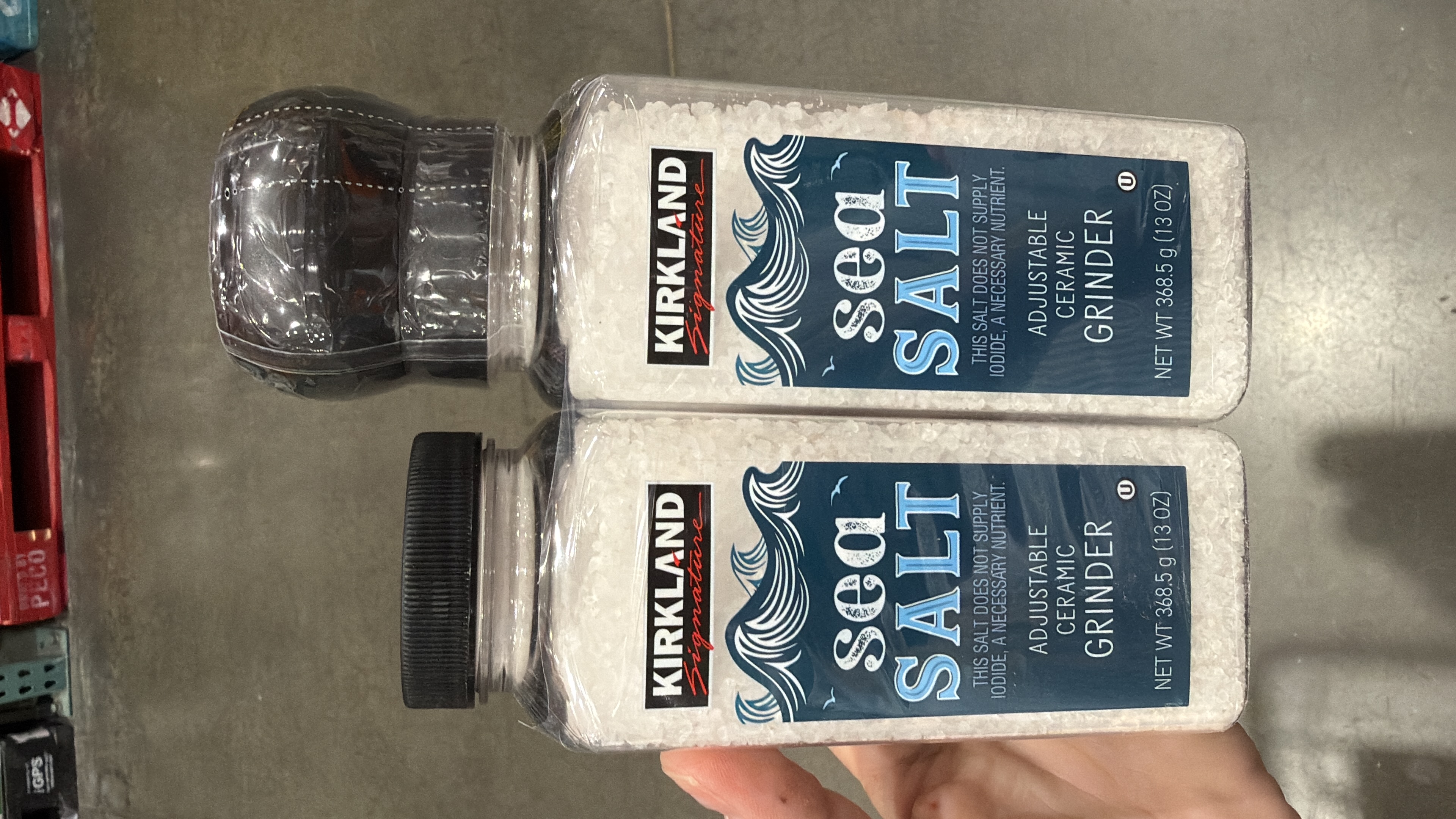 Kirkland Signature sea salt with grinder 13.2oz two pack