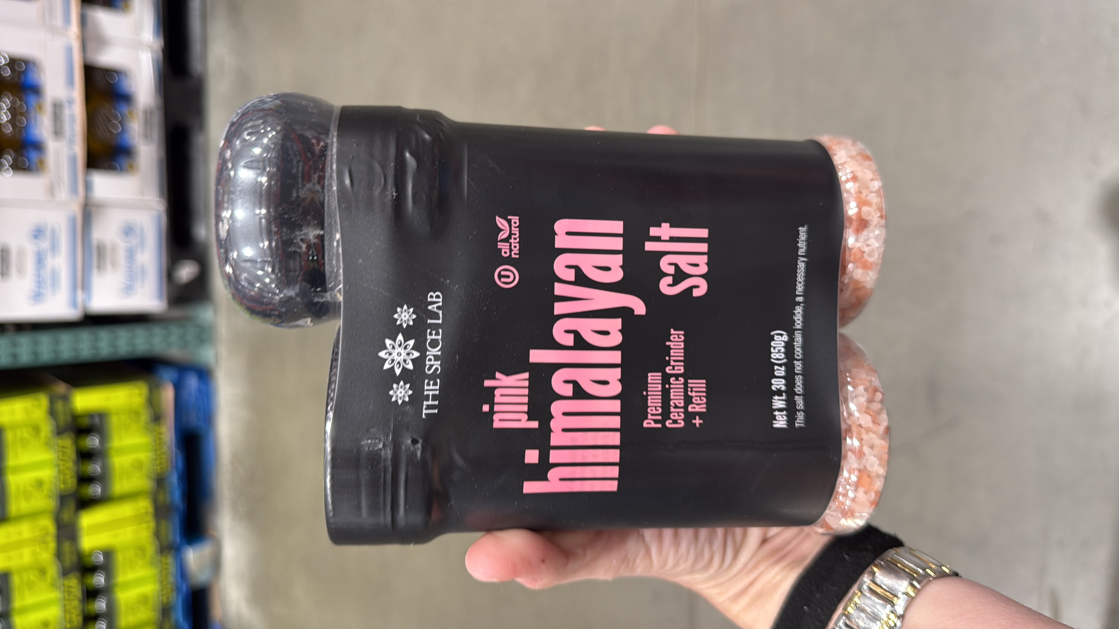 The spice lab pink himalayan salt with grinder 2 pack, 30oz