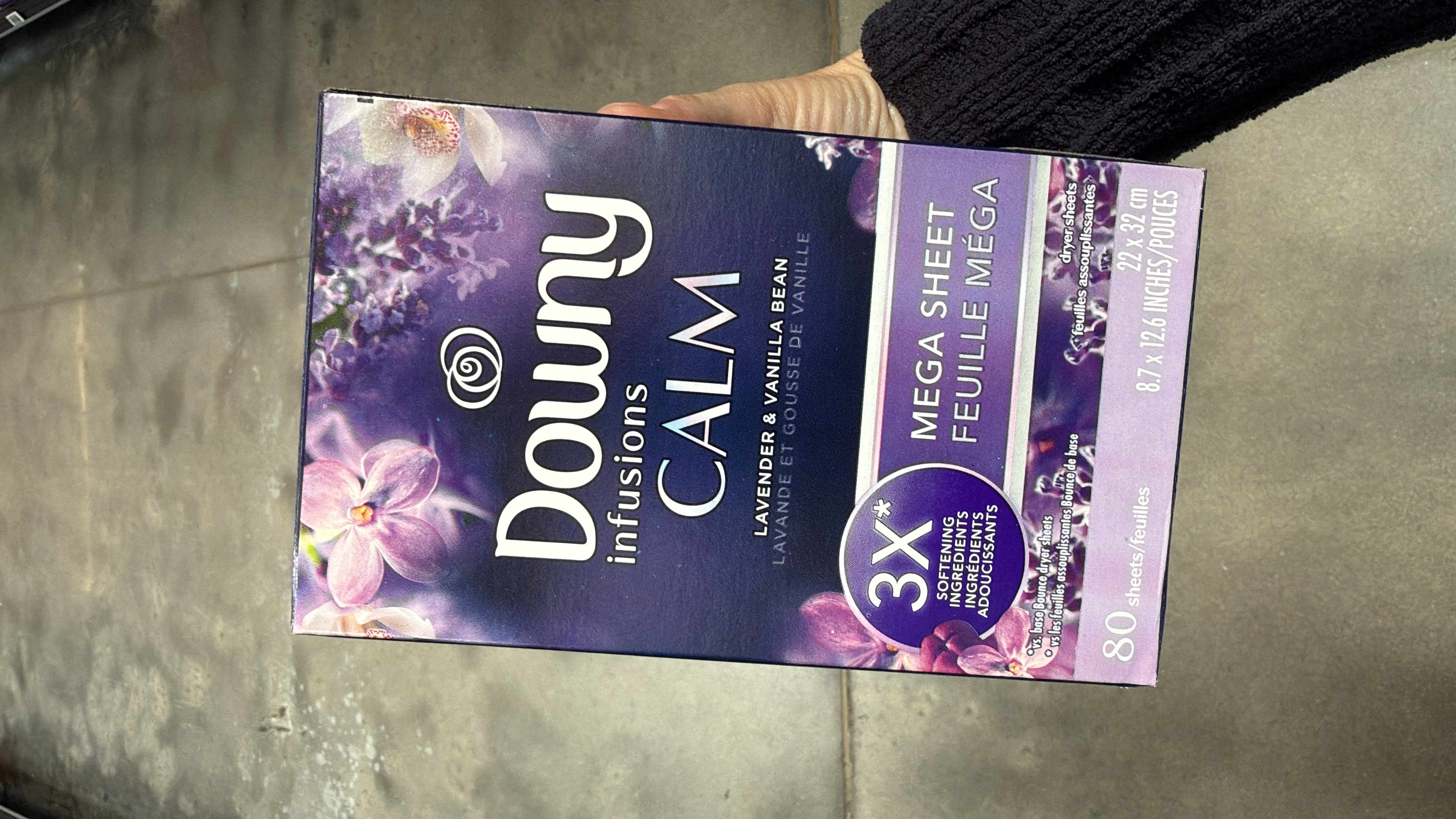 Downy Fabric Softener Dryer Sheets, Infusions CALM Lavender and Vanilla Bean Scent, 80 Mega Dryer Sheets
