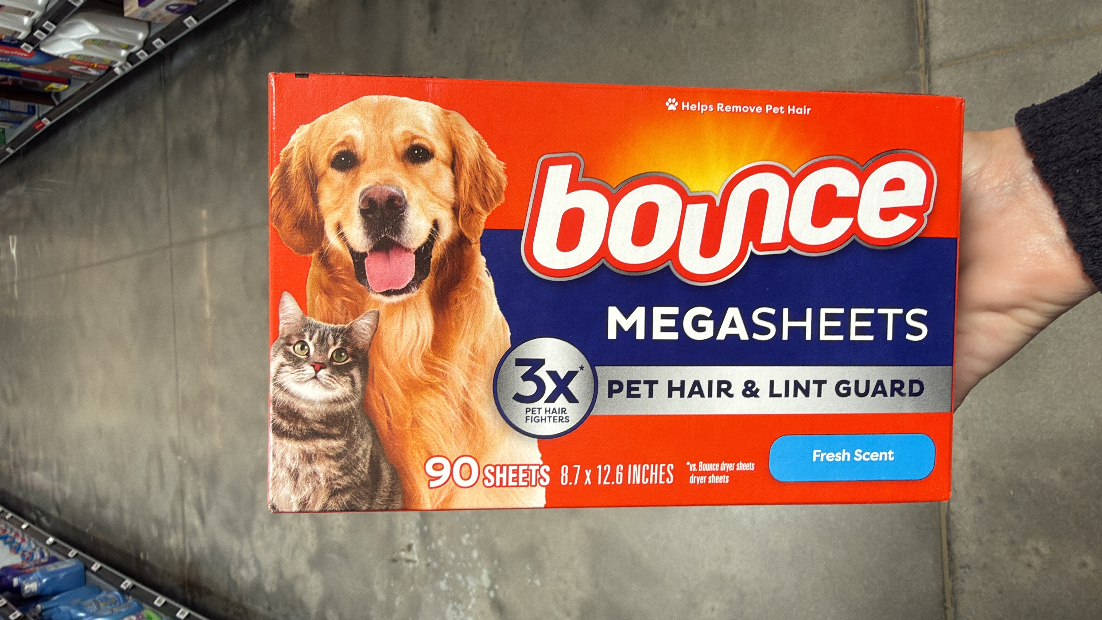 Bounce Dryer Sheets, Pet Hair and Lint Guard, Fresh Scent, 90 Mega Dryer Sheets