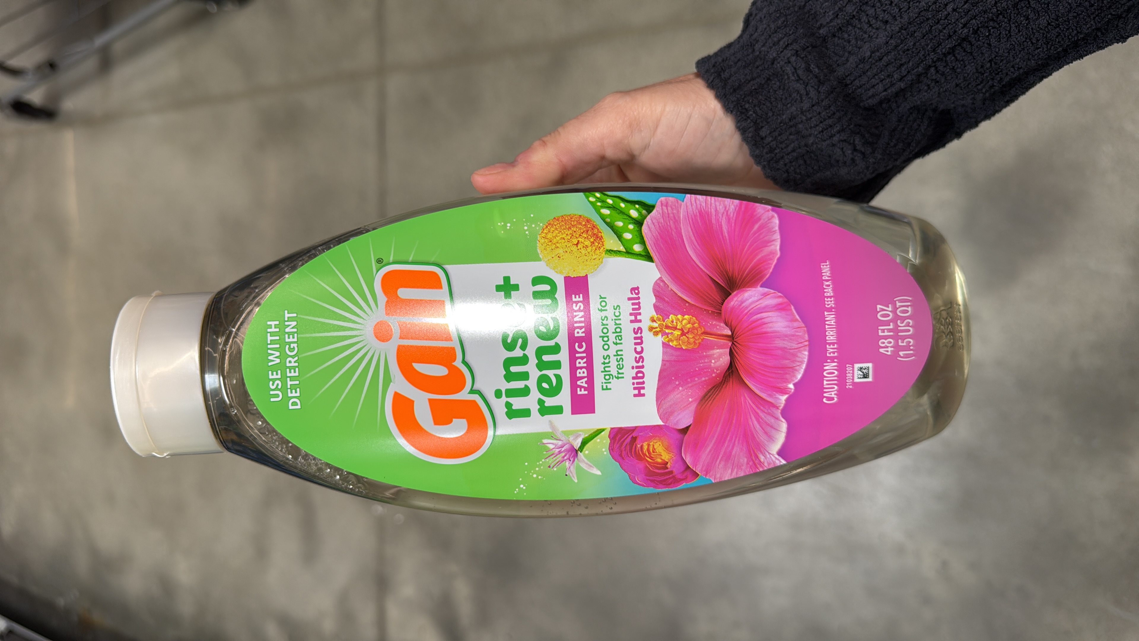 Gain Rinse Out Odor Fabric Softener Rinse, Odor Fighter, Hibiscus Hula Scent, 48 fl oz