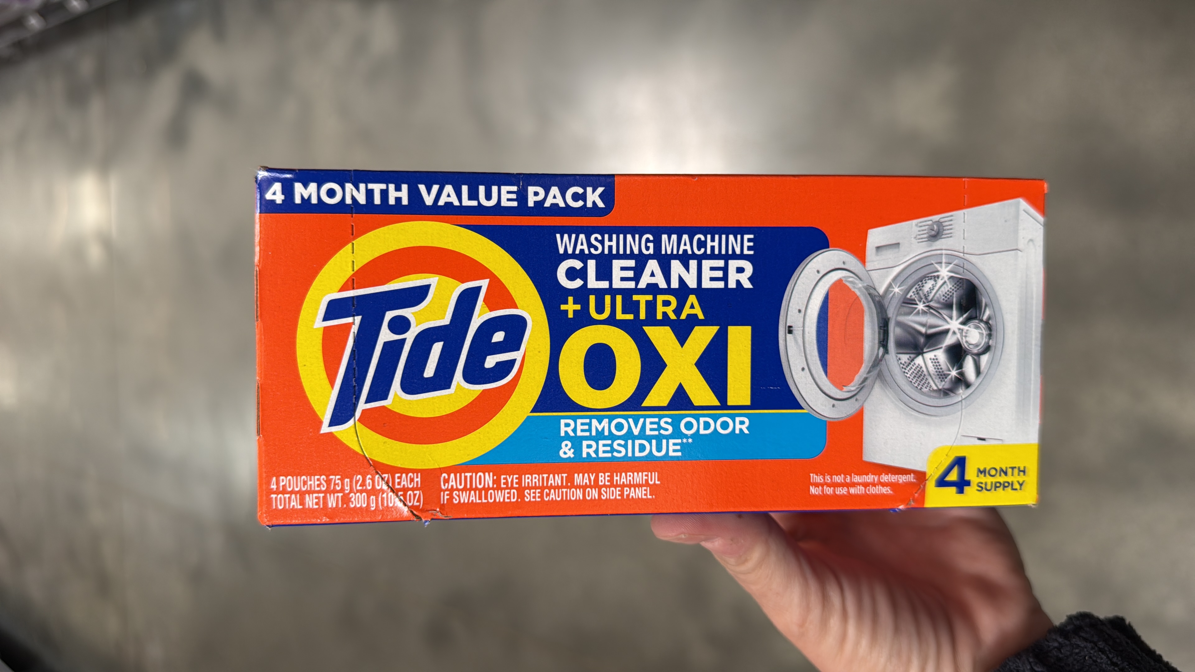 Tide Washing Machine Cleaner with Oxi Powder, Odor Eliminator and Washer Residue Remover, 4 Count