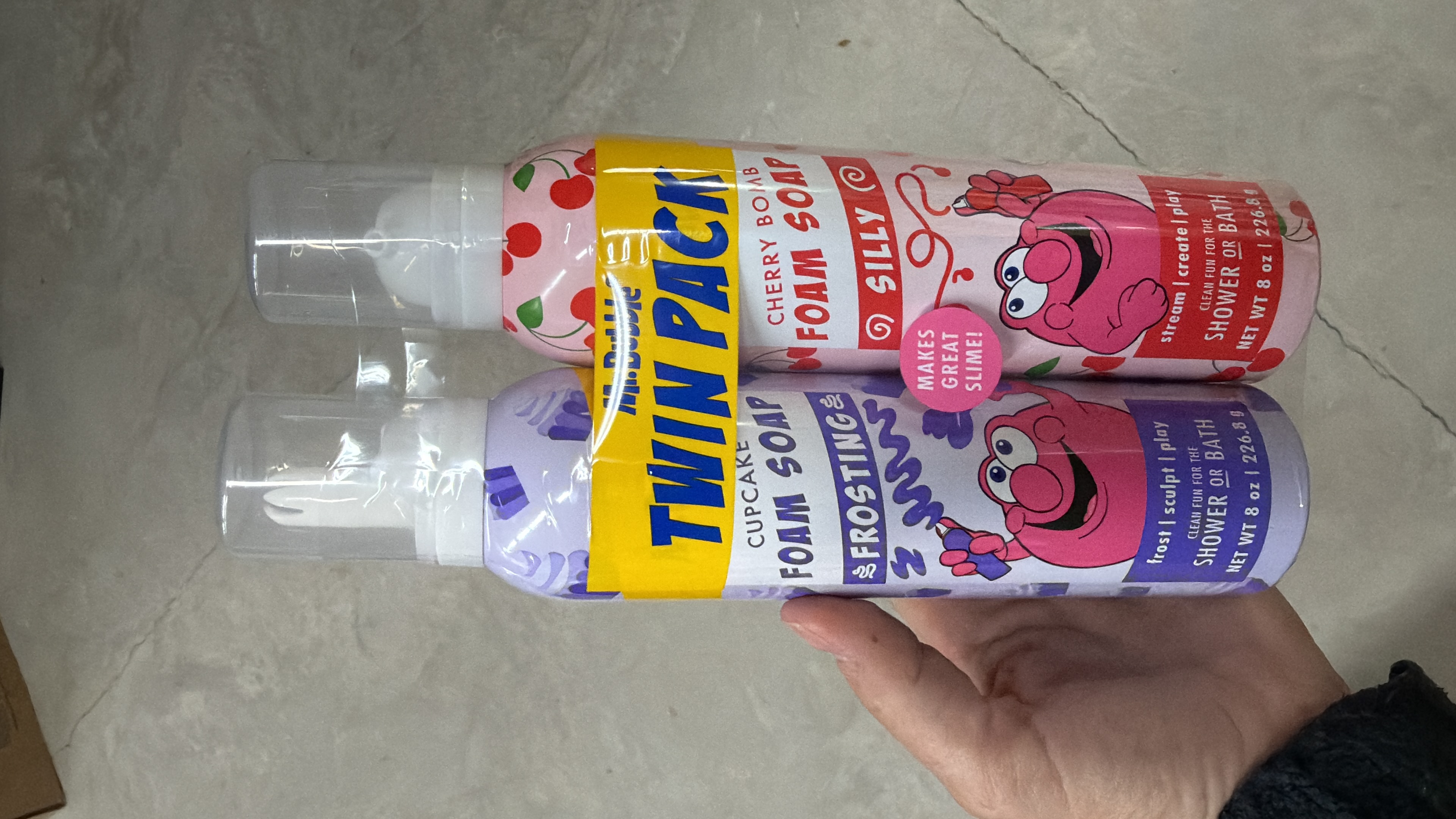 Mr. Bubble Foam Soap Twin Pack with Frosting & Silly Nozzles, Rotating Colors & Scents, 16 oz