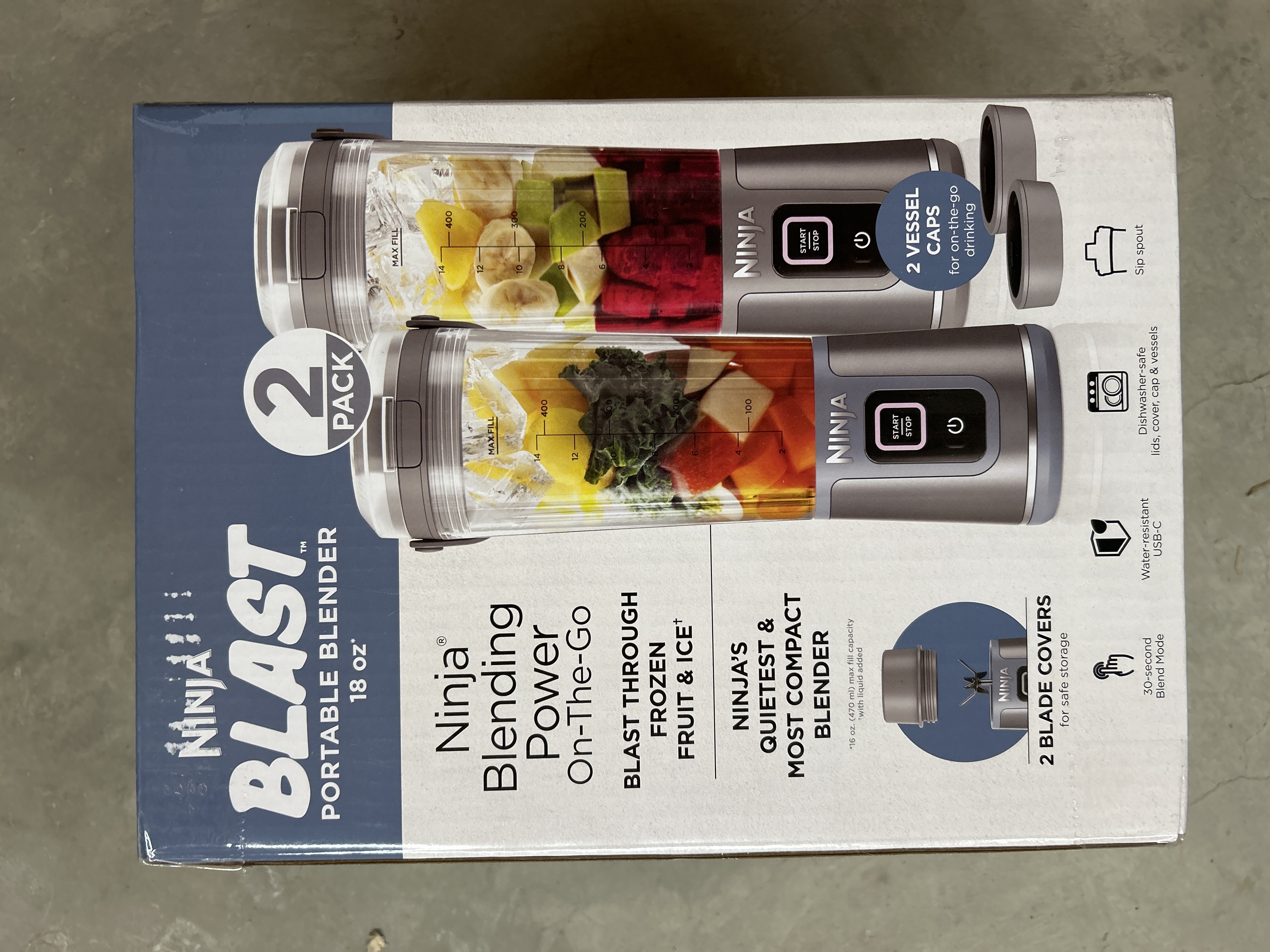 Ninja blast portable blender 18oz, 2 pack