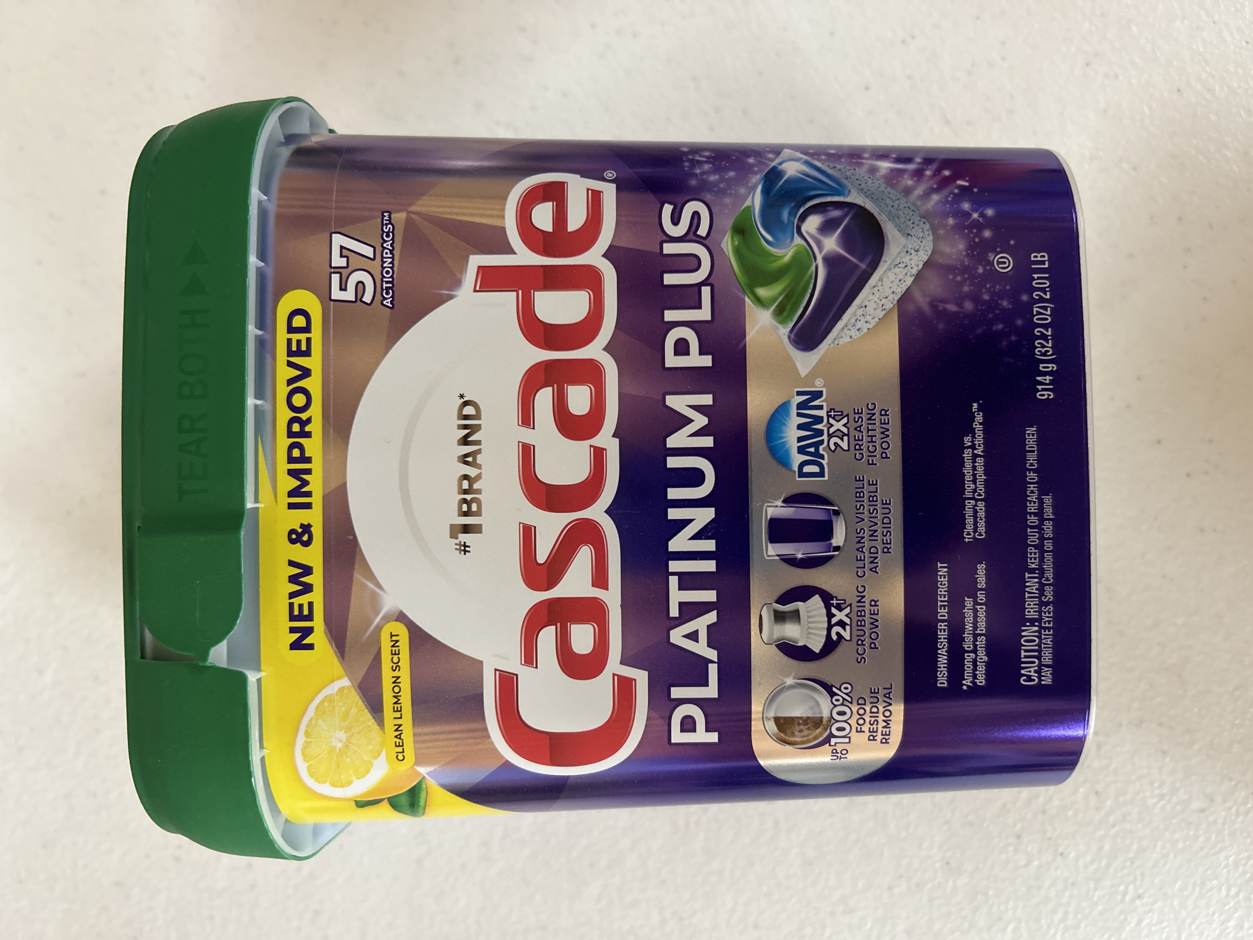 Cascade platinum plus dishwasher pods lemon scent 57 count