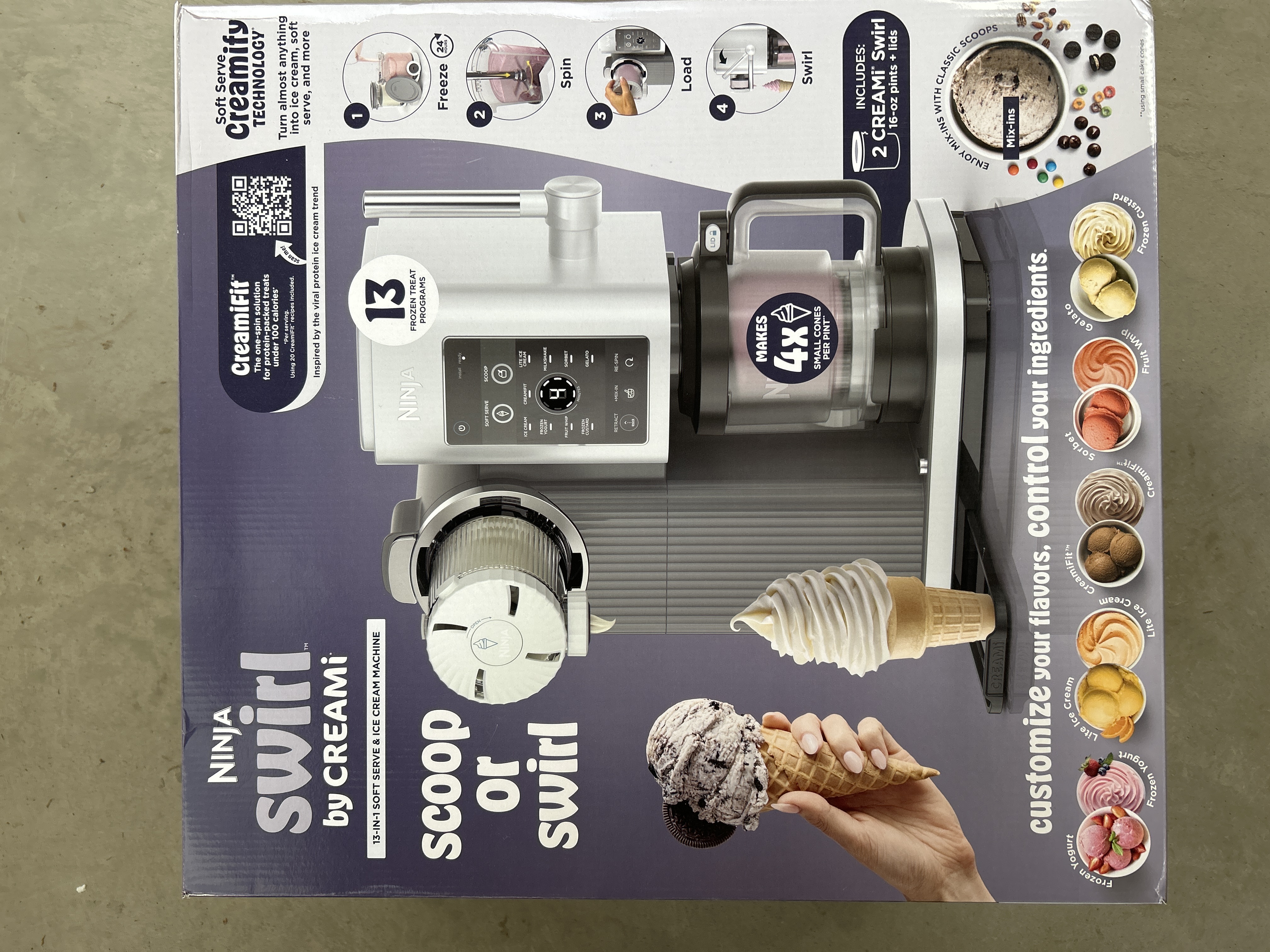 Ninja creami scoop and swirl ice cream and soft serve maker 13 one touch programs
