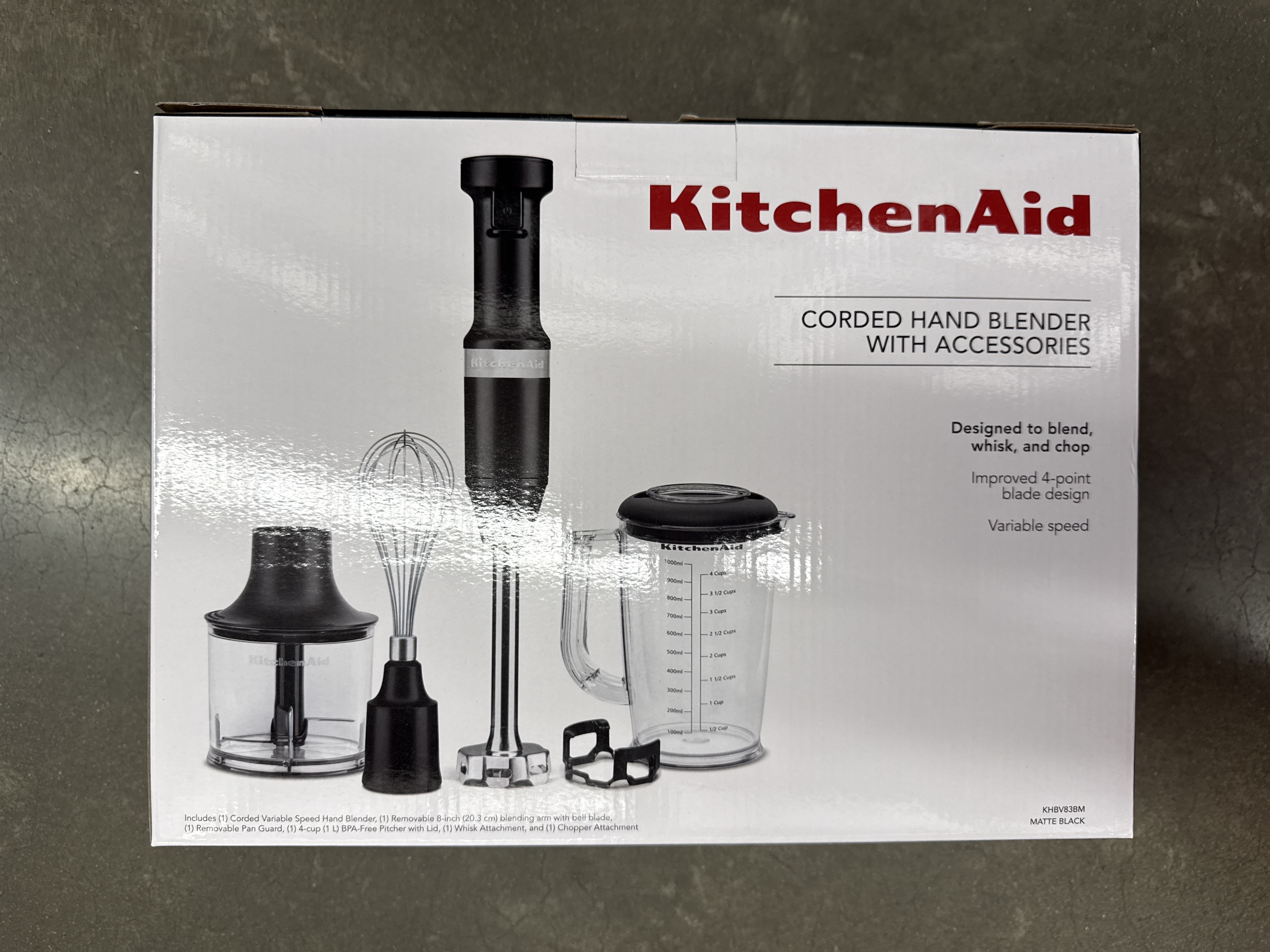 KitchenAid corded hand blender with accessories