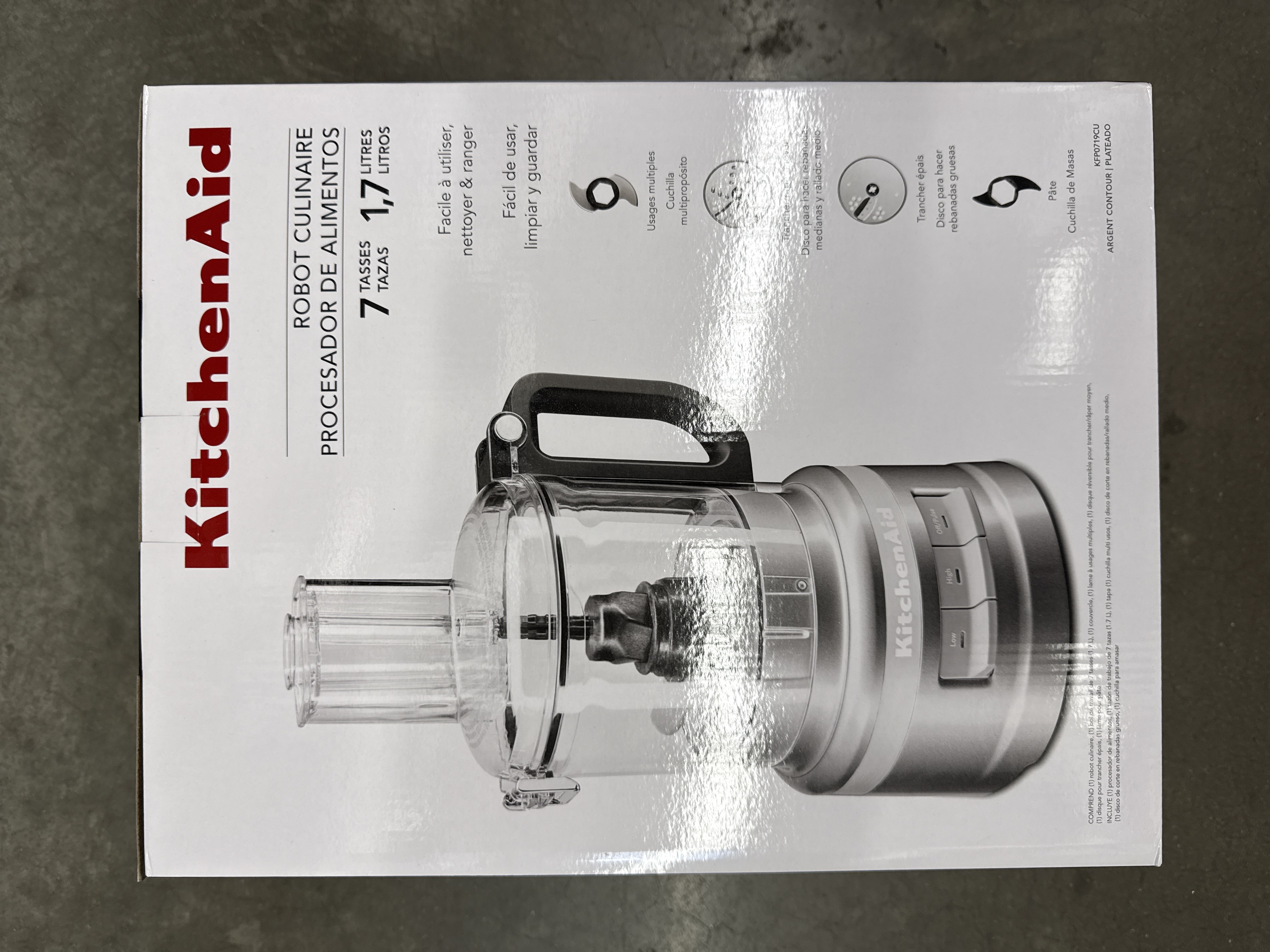 KitchenAid food processor 7 cups, 1.7 L silver