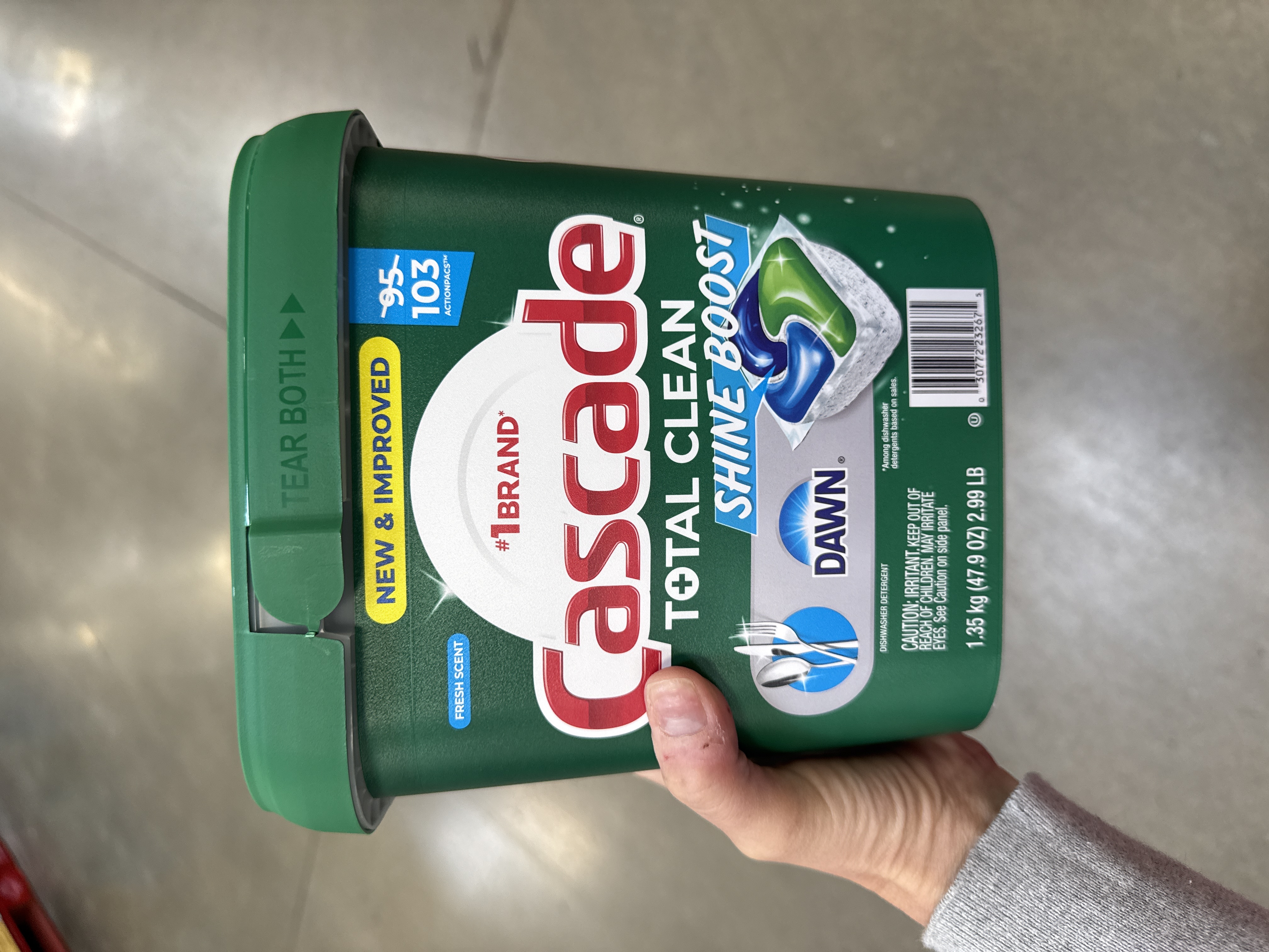 Cascade total clean dishwasher detergent 103 pods 2.99lbs