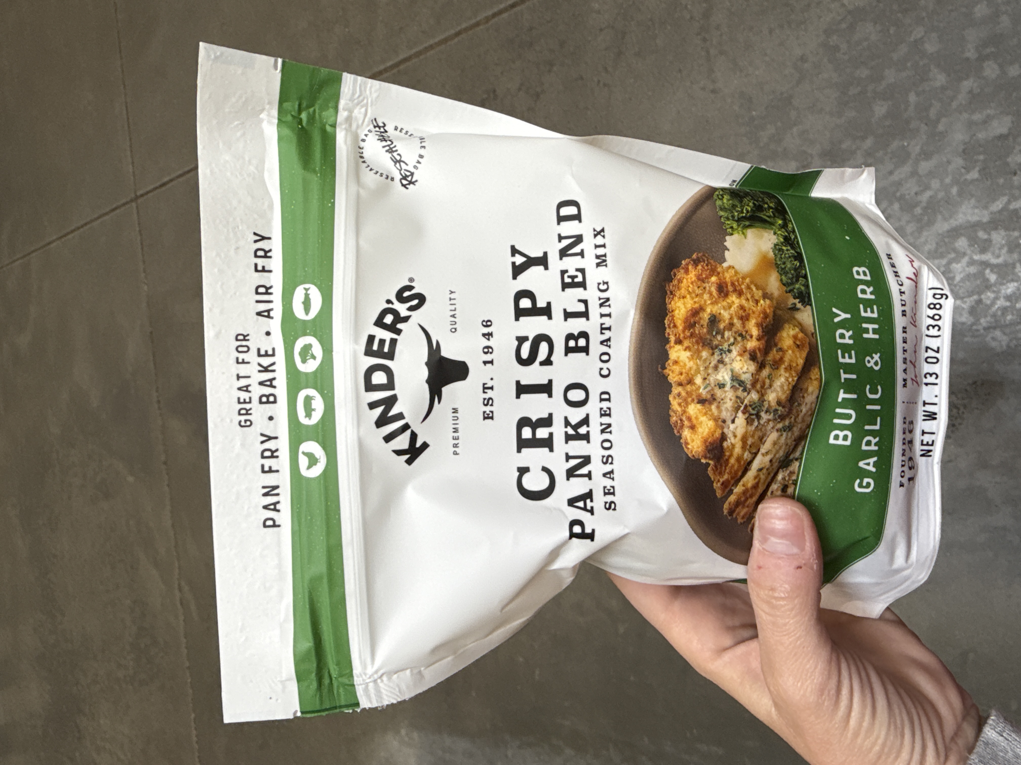 Kinders crispy panko blend seasoning coating mix BUTTERY GARLIC AND HERB 13oz