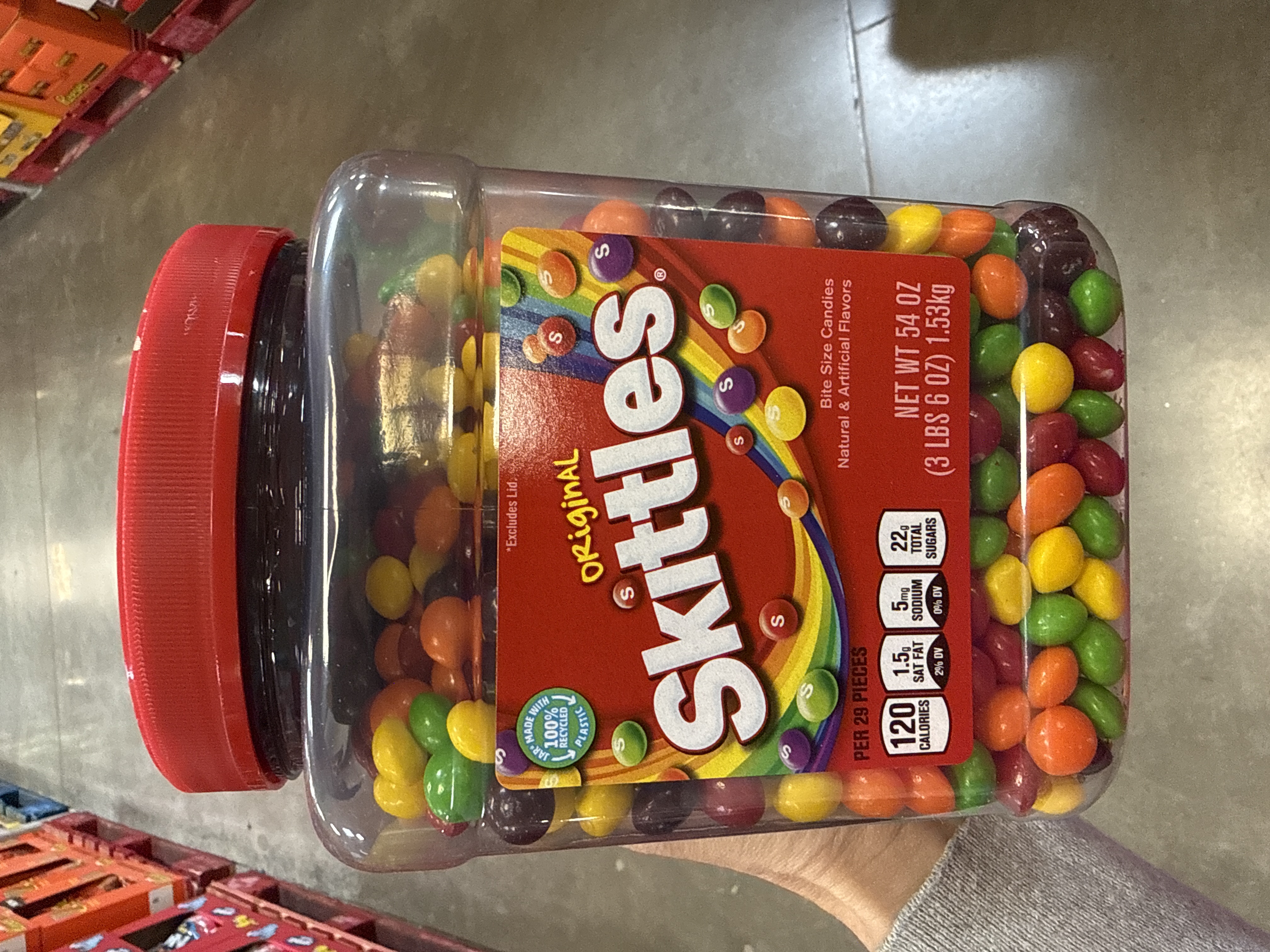 Skittles original bite size candy jar 54oz