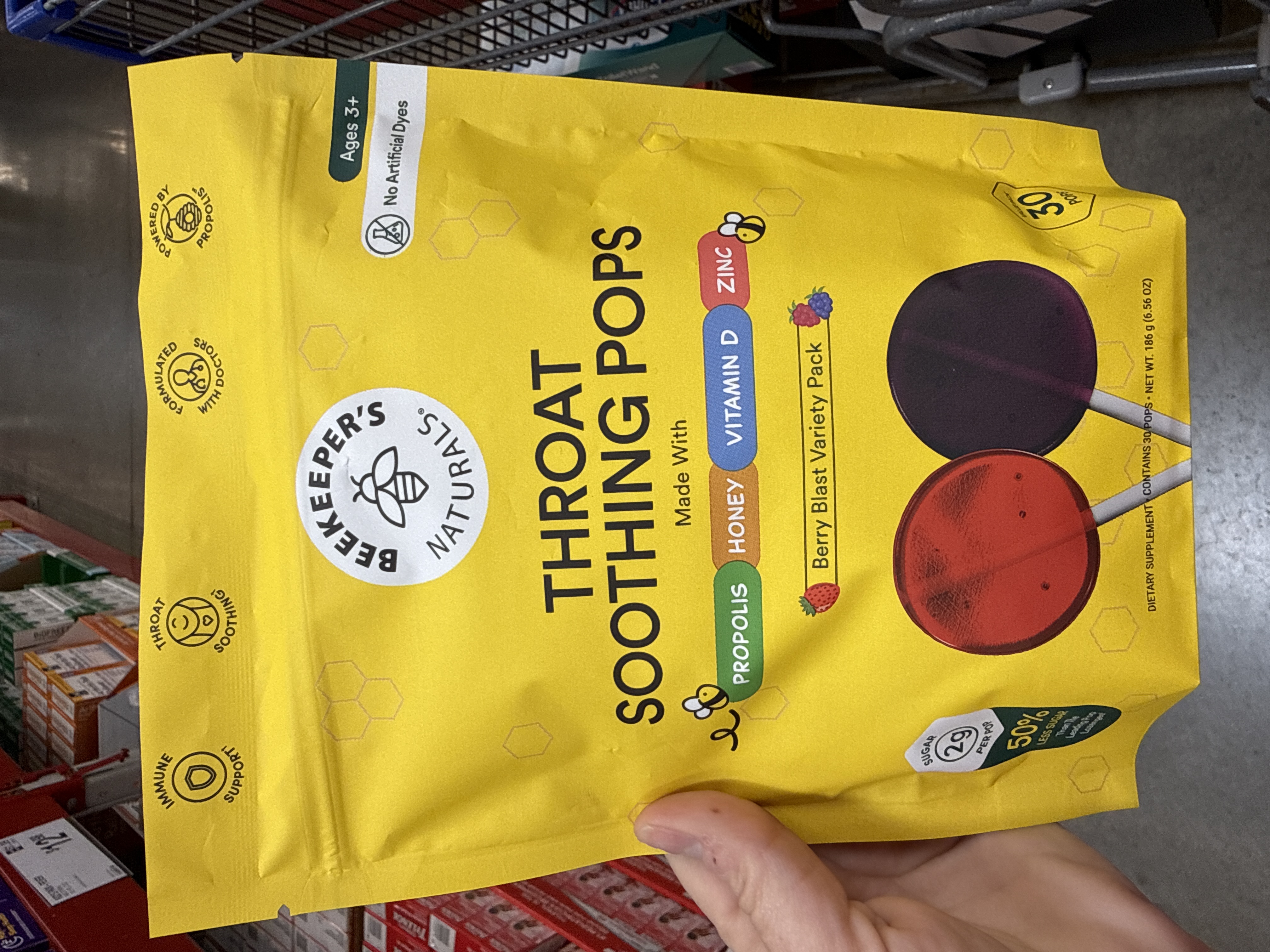 Beekeepers natuals throat soothing pops 30 lollipops 186g