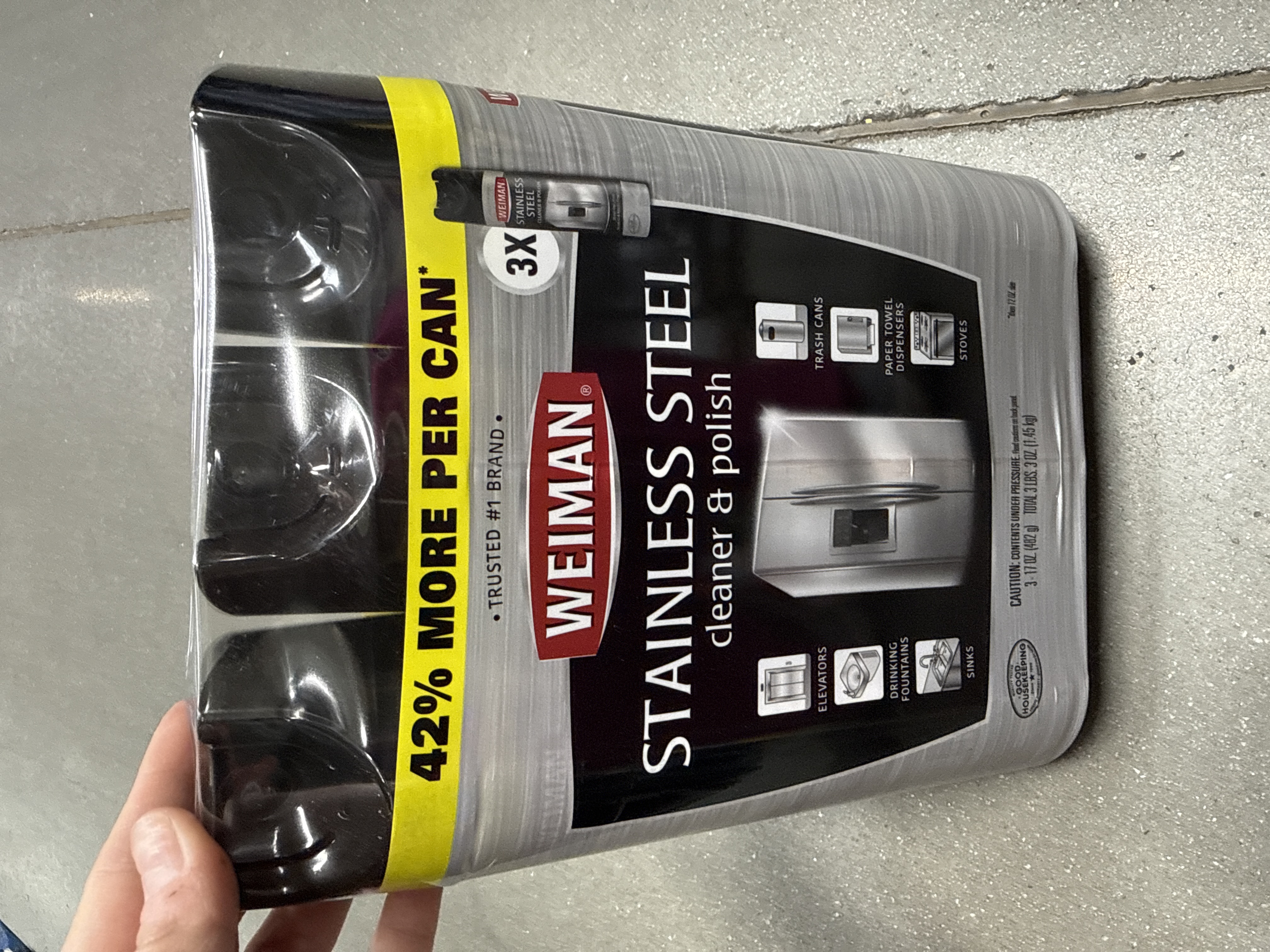 Weiman stainless stell cleaner and polish spray set of 3, 17oz each