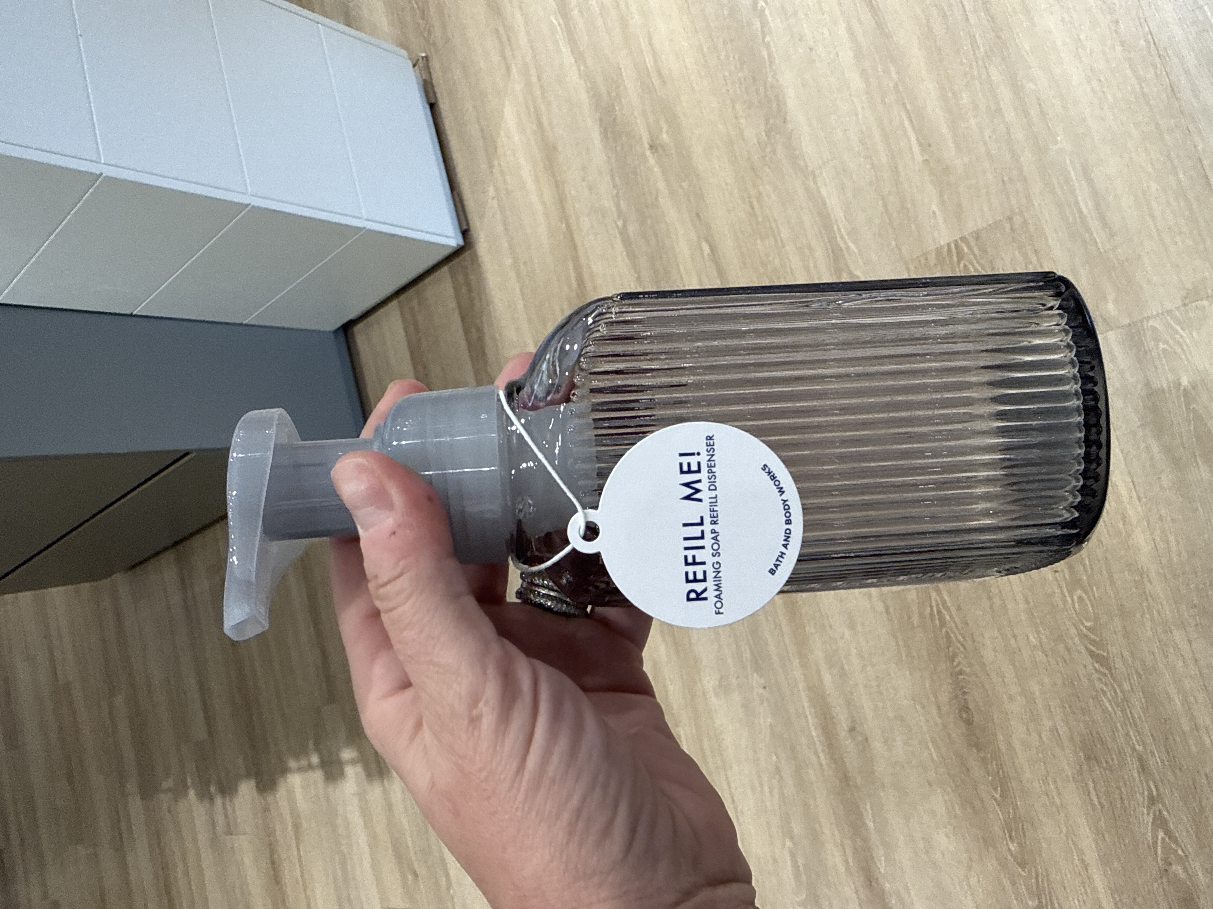 Bath & Body Works glass empty bottle for foaming hand soap 10oz - GRAY