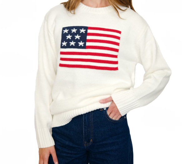 Mighty Fine Women's Americana Sweater Cream size M