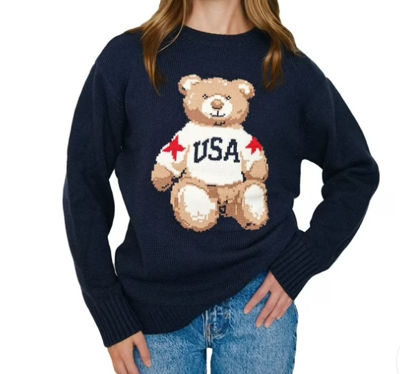 Mighty Fine Women's Americana Sweater Navy size M