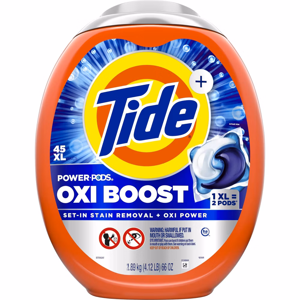 Tide Oxi Boost Power Pods HE Deep Cleaning Concentrated Laundry Detergent: Fresh Scent, 45 Pacs, 66oz
