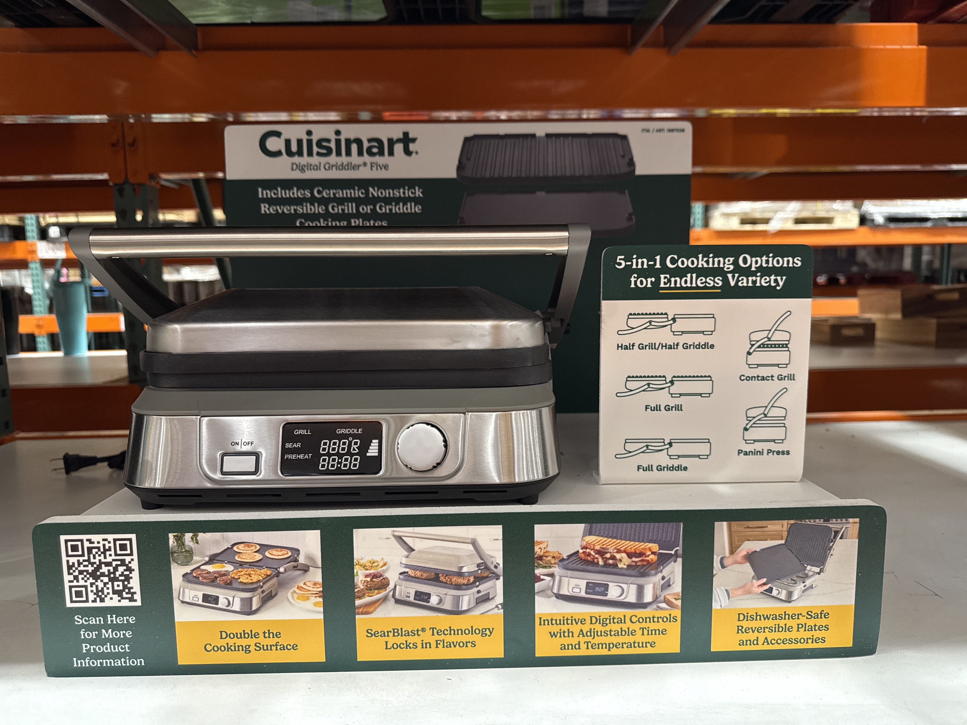 Cuisinart 5 in 1 griddler with digital controla and exchangeable plates