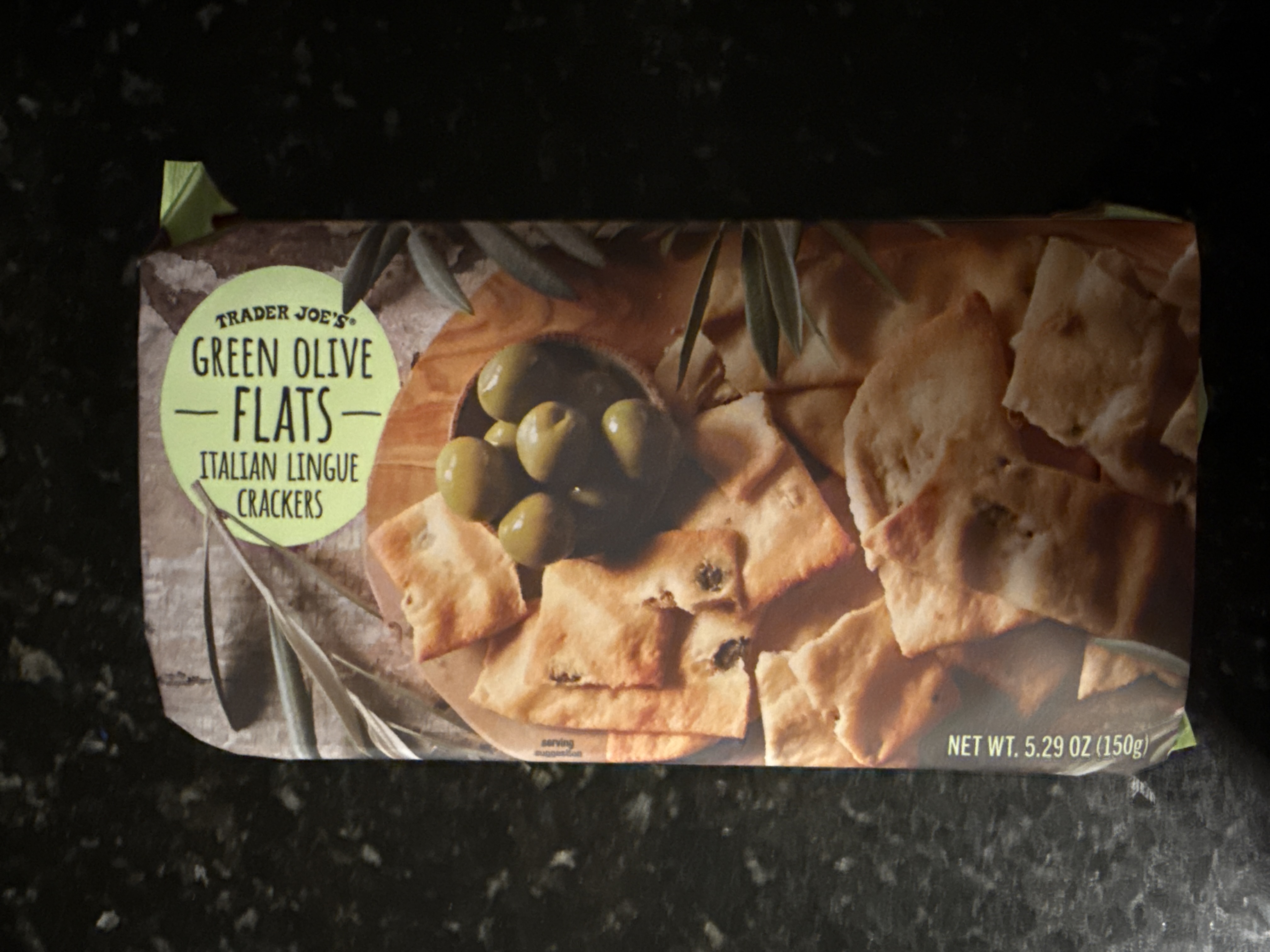 Trader joes green olive flats crackers 5.29oz