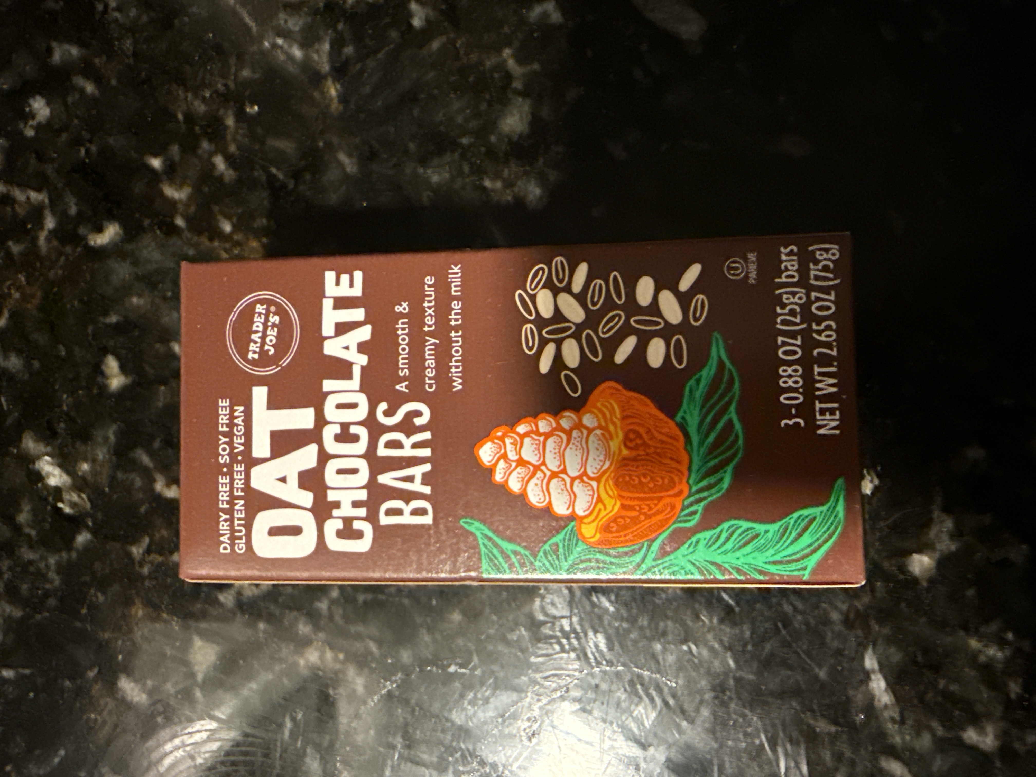 Trader joes oat chocolate bars smooth and creamy texture 3 bars 2.65oz