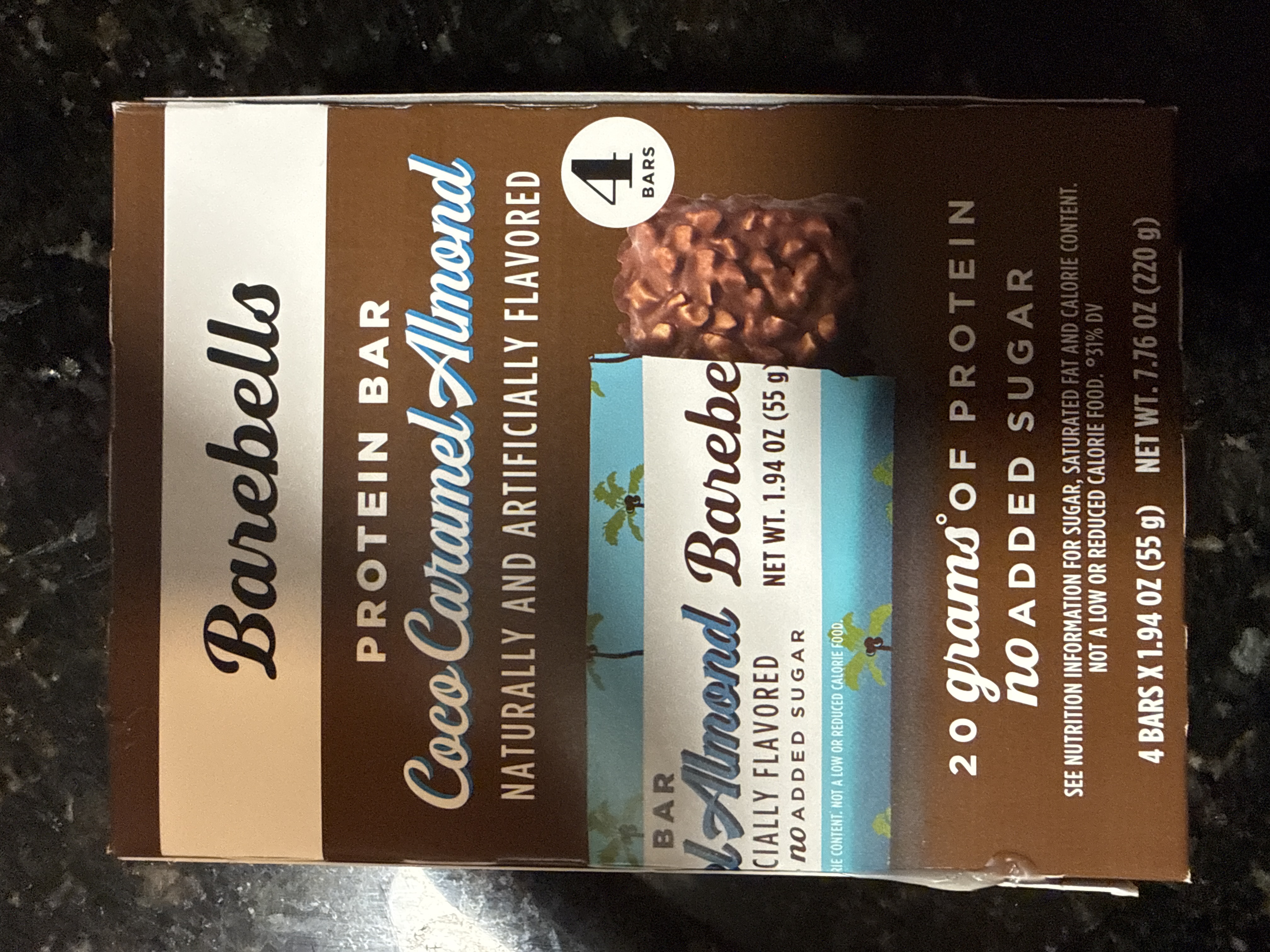 Barebells protein bar coco caramel almond 4 bars 7.76oz