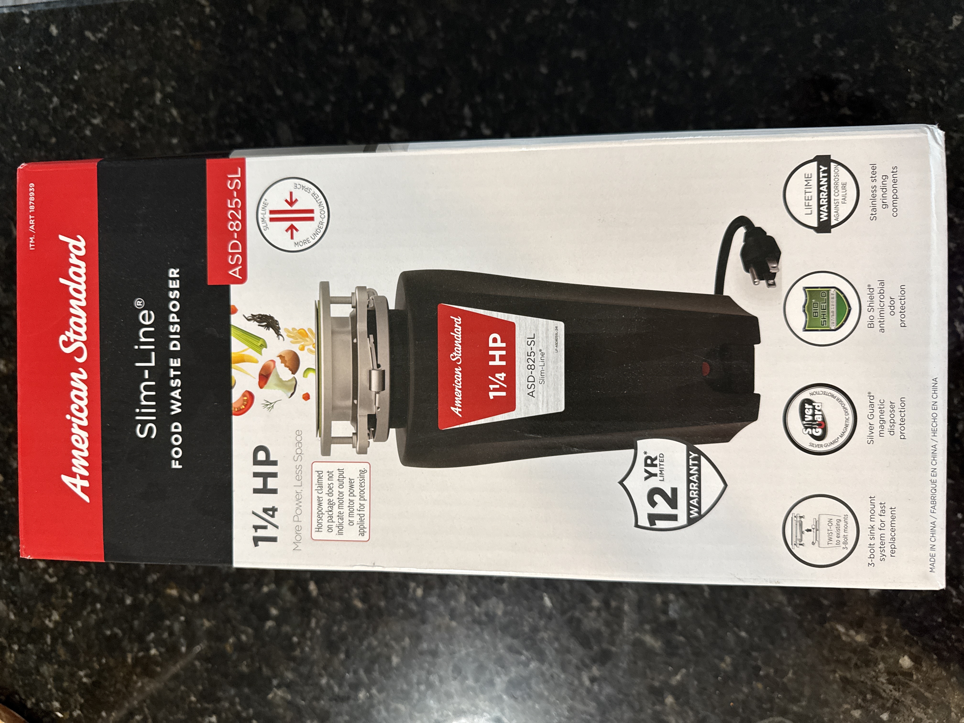 American standard slim line food waste disposer 1 1/4 hp 