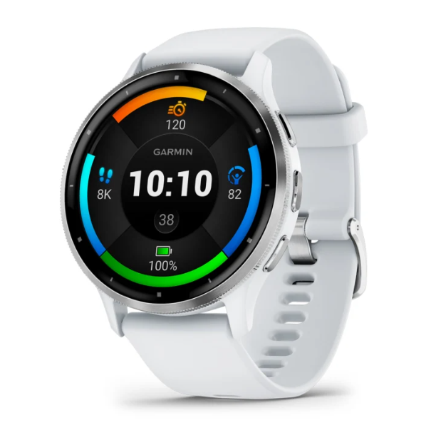 Venu® 3 Silver Stainless Steel Bezel with Whitestone Case and Silicone Band 45mm