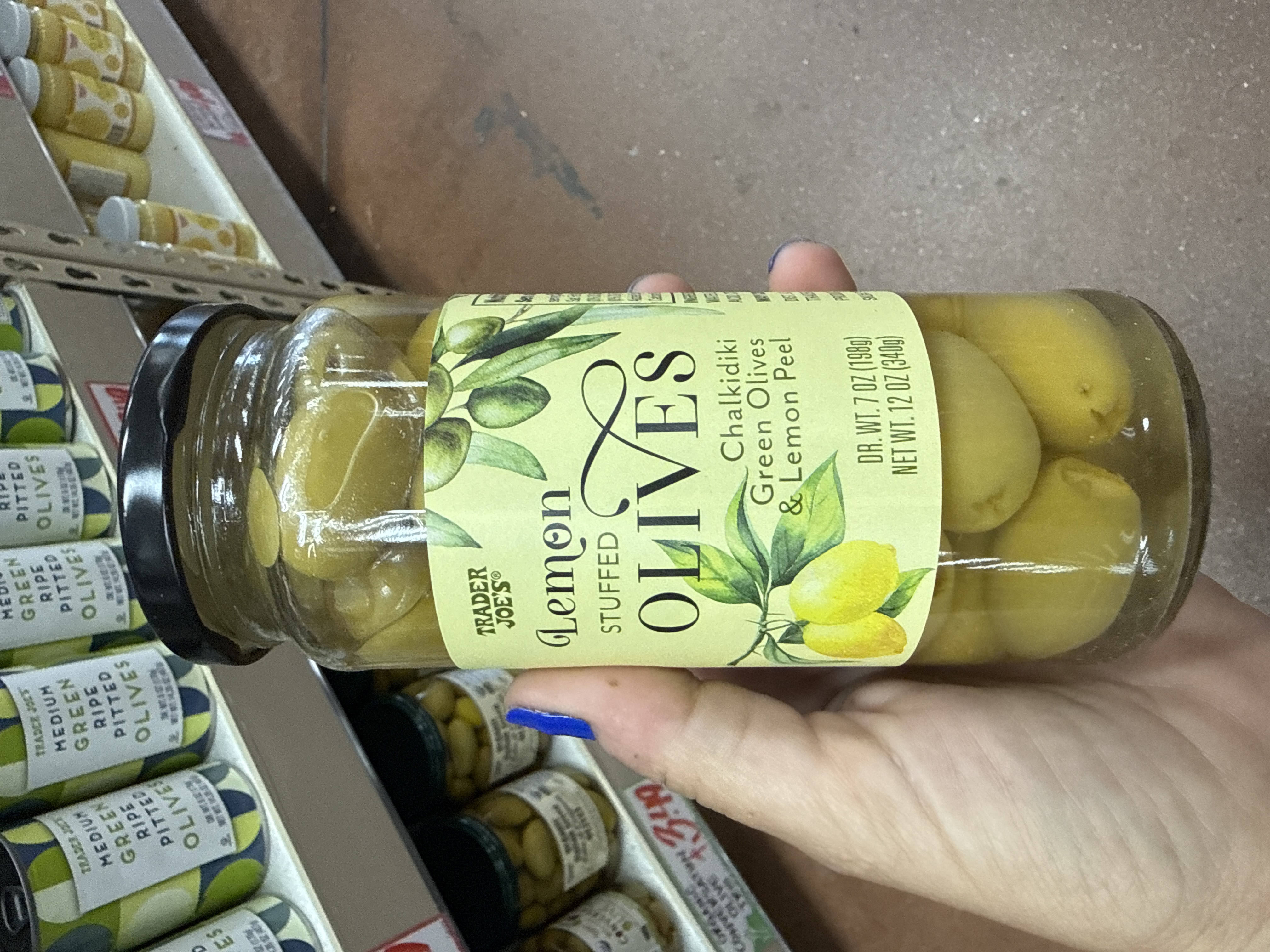 Trader Joes lemon stuffed green olives 340g