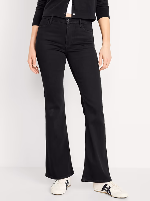 Old Navy High-Waisted Wow Flare Jeans REGULAR, 12, SHORT, BLACK JACK