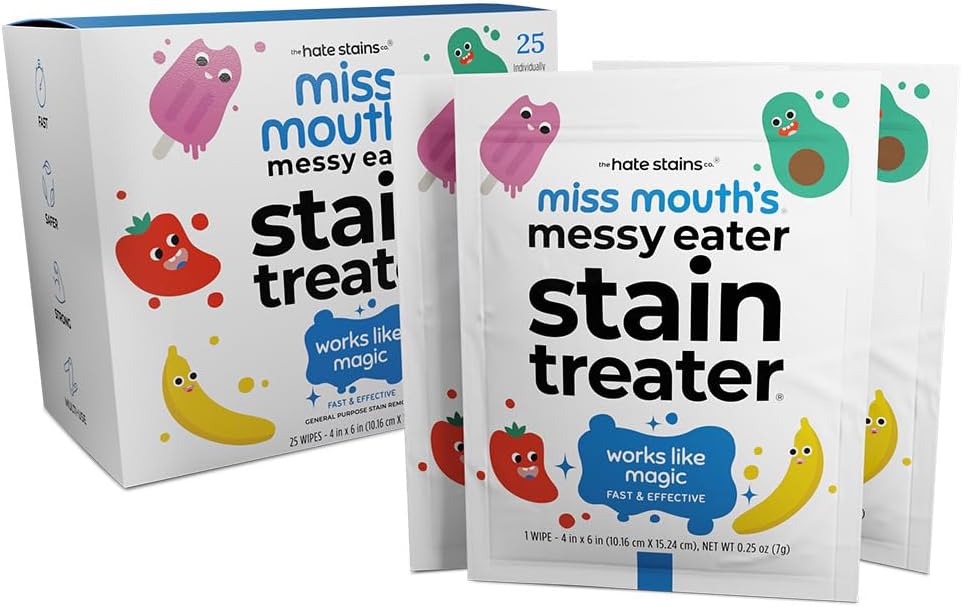 Miss Mouth's Messy Eater Stain Remover, On-The-Go Stain Wipes, Size: 1 Count (Pack of 25)