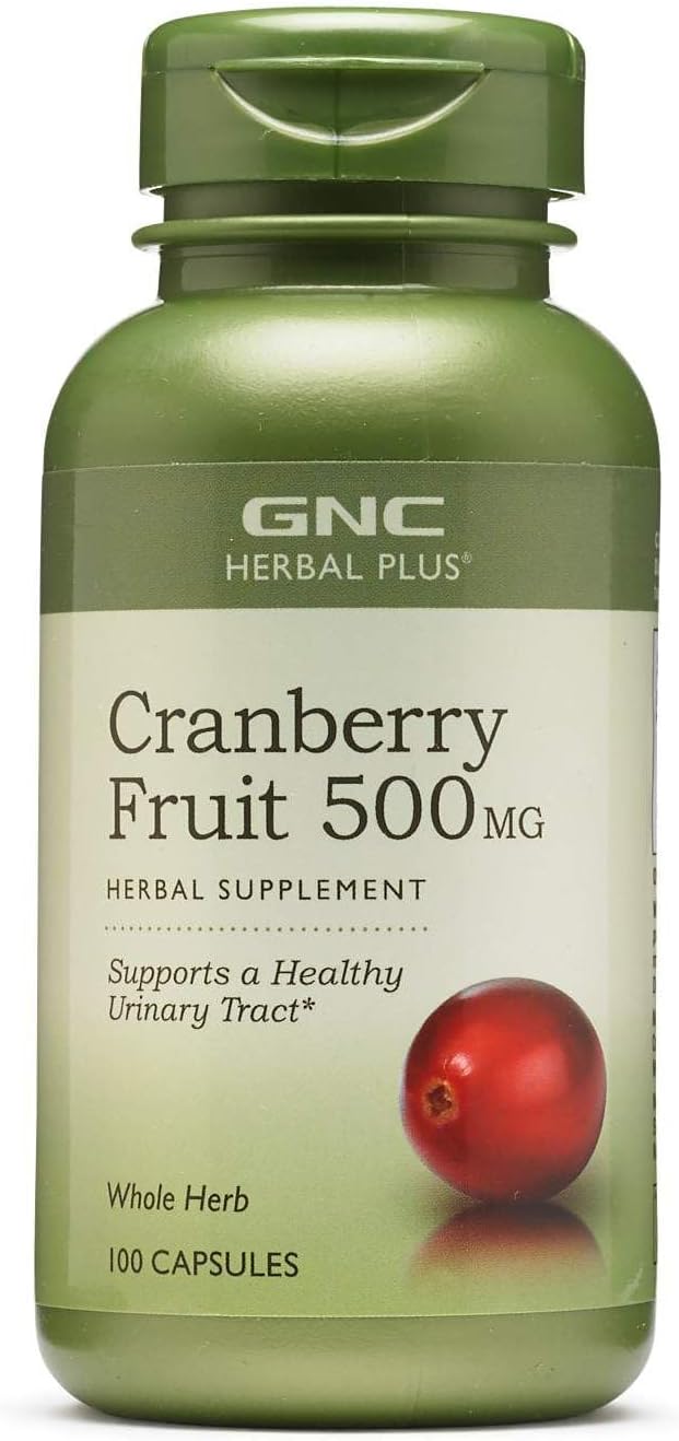 GNC Herbal Plus Whole Herb Cranberry 500mg 100 Capsules Gluten-Free of Sugar and Artificial Colors